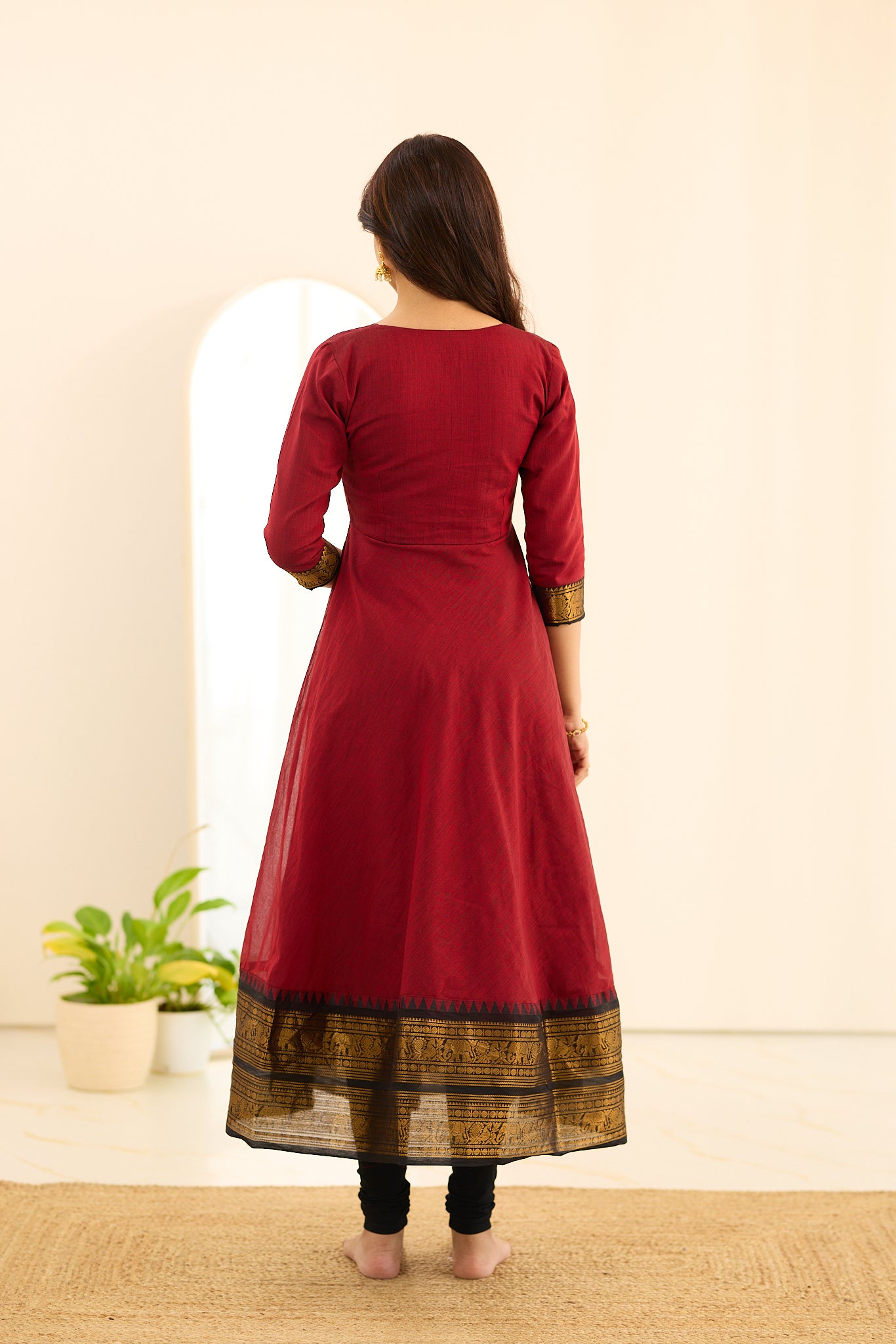 Royal Red Chettinad Cotton Anarkali