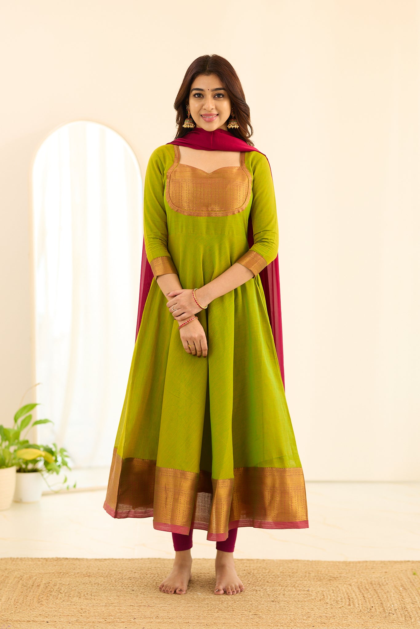 Hand Block Print Cotton Suits With Kota Doria Dupatta