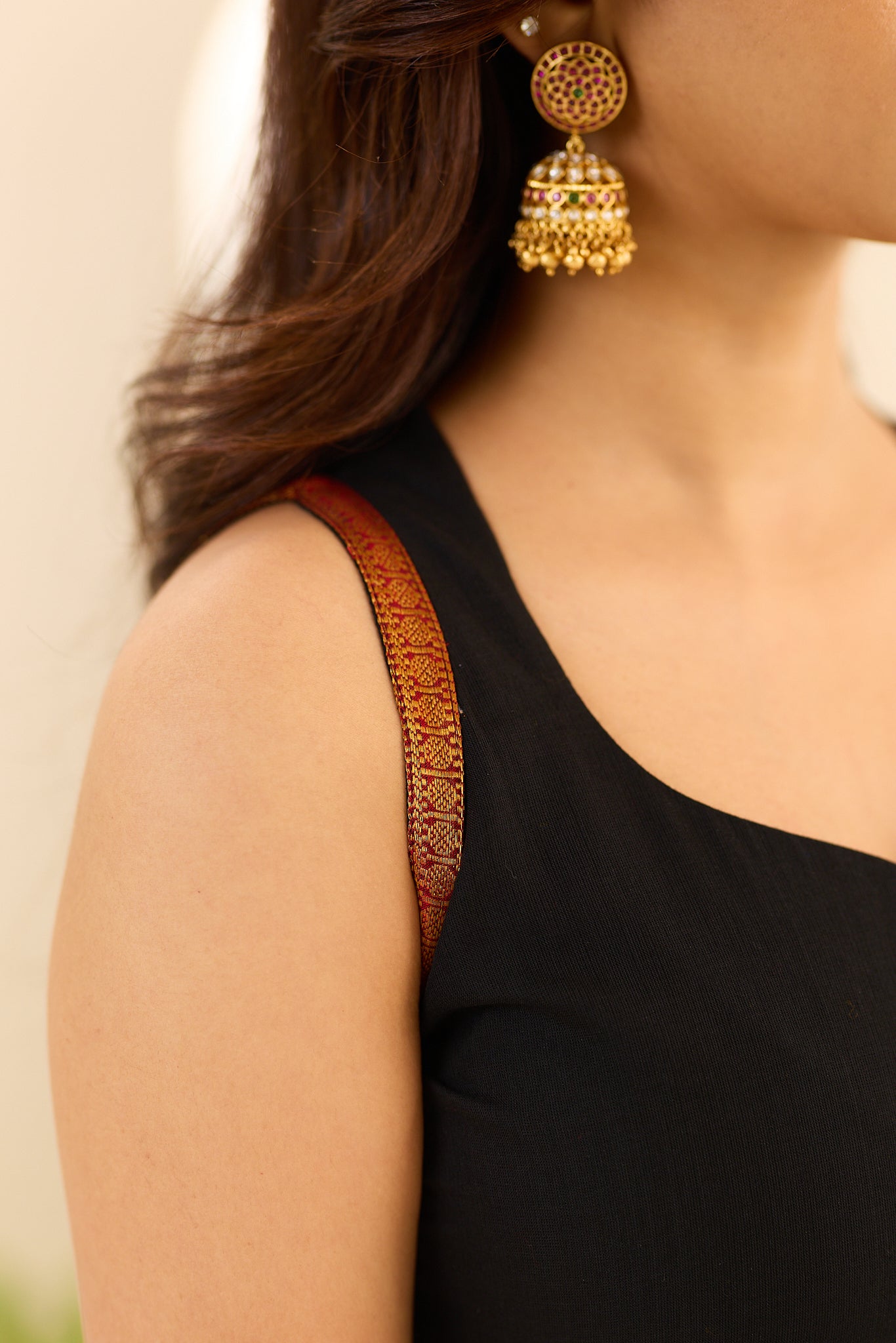 Coal Black with Red Golden Border Chettinad Cotton Salwar