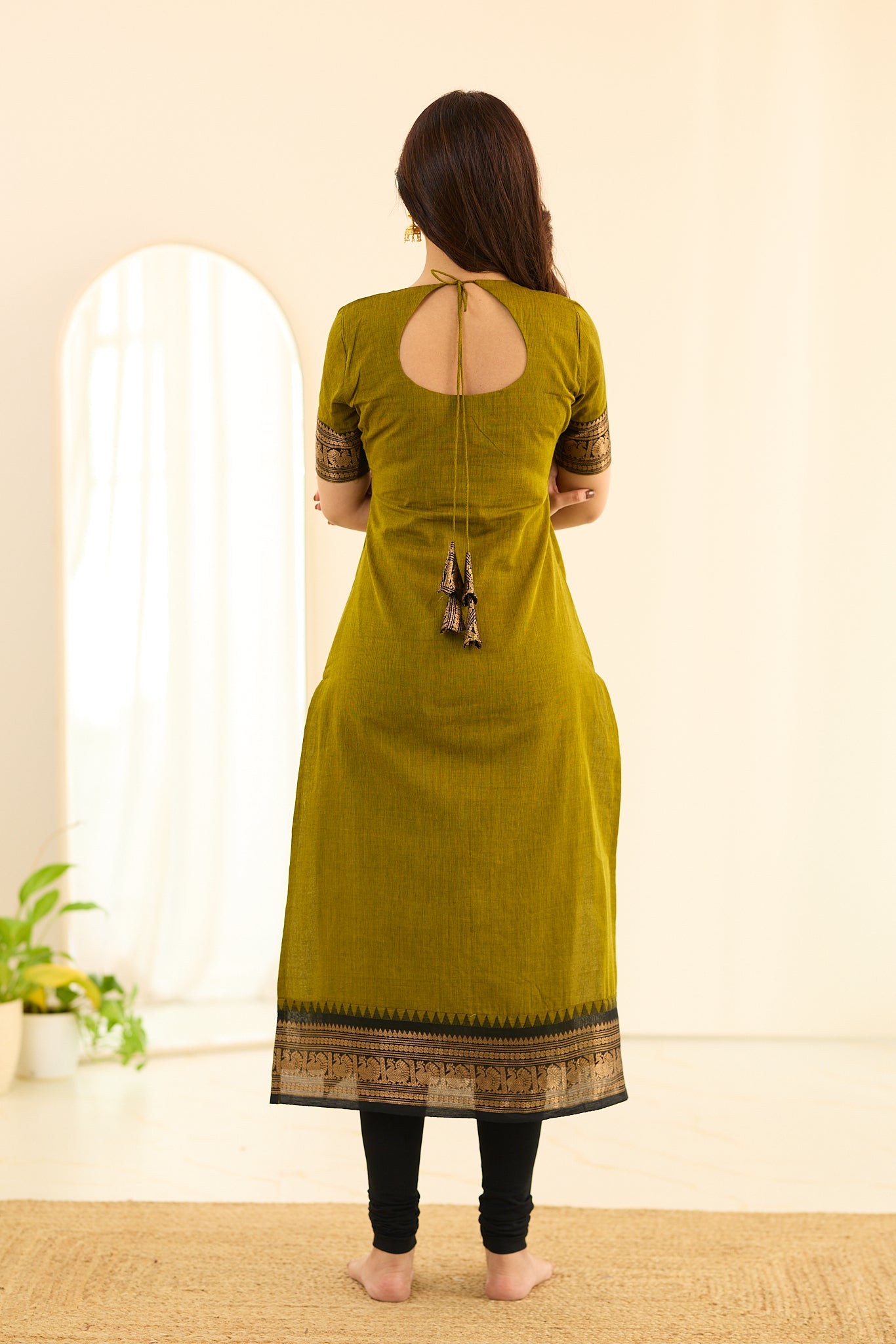 Royal Olive Green Chettinad Cotton Salwar