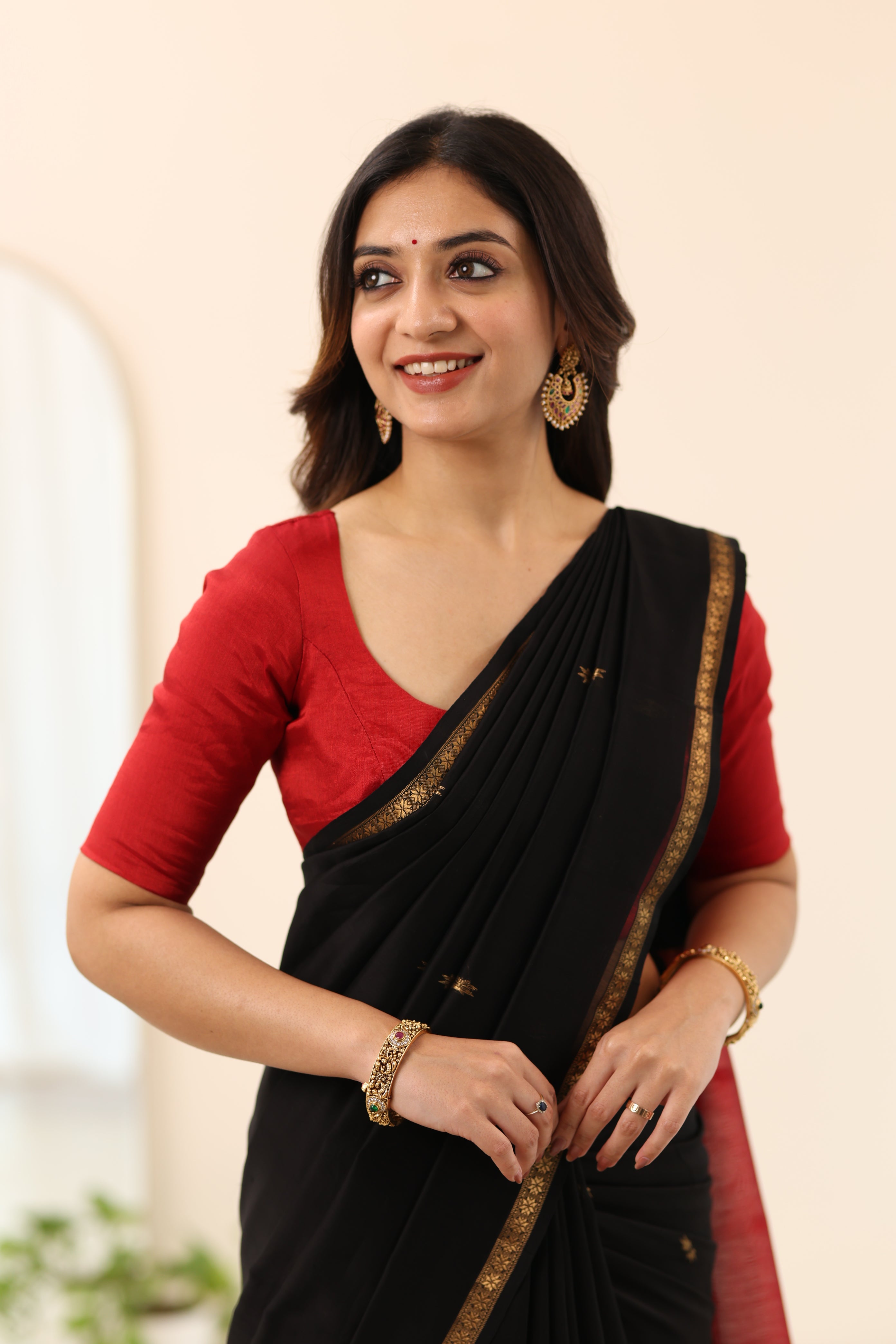 Red Chanderi Tissue Blouse