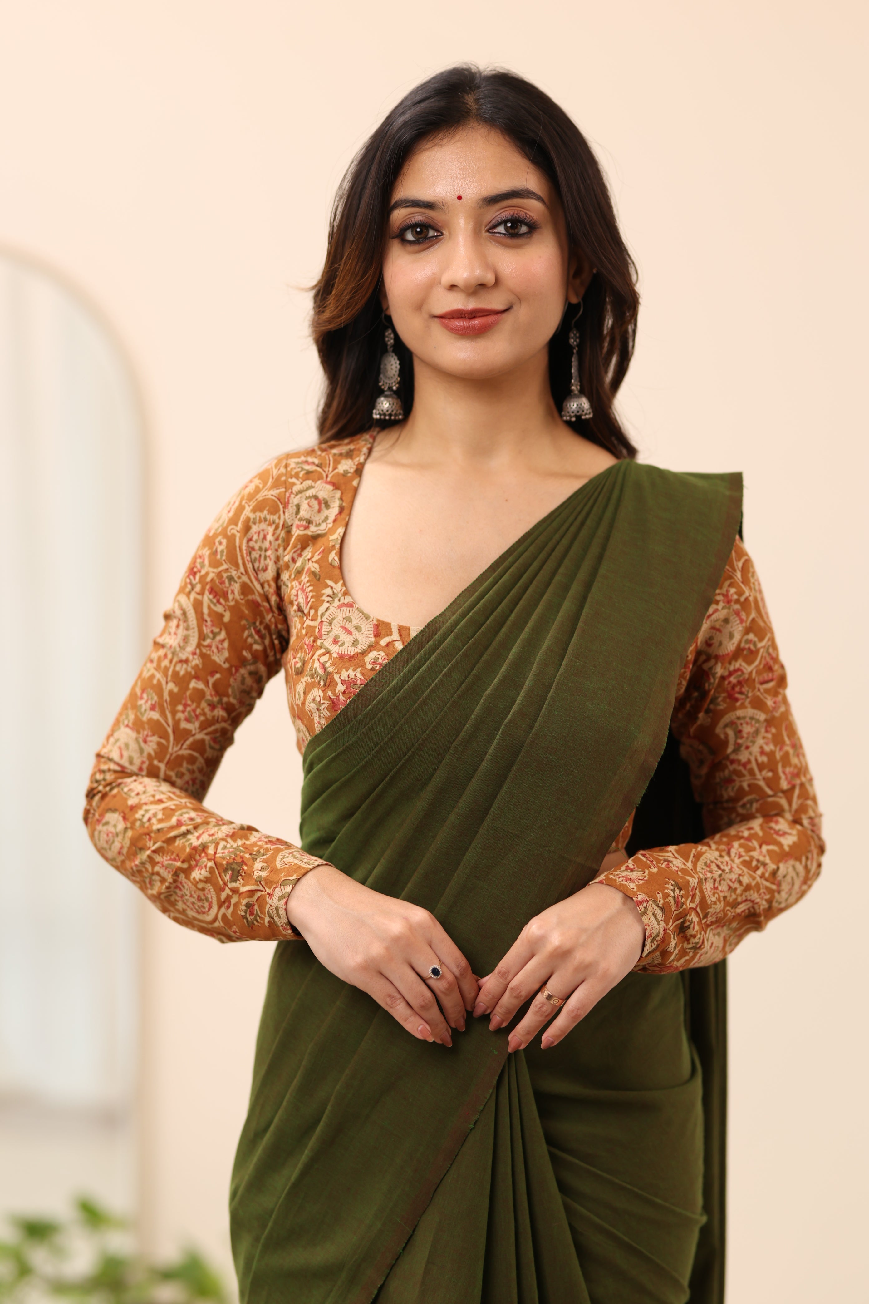 Mustard Kalamkari Full Sleeve Blouse