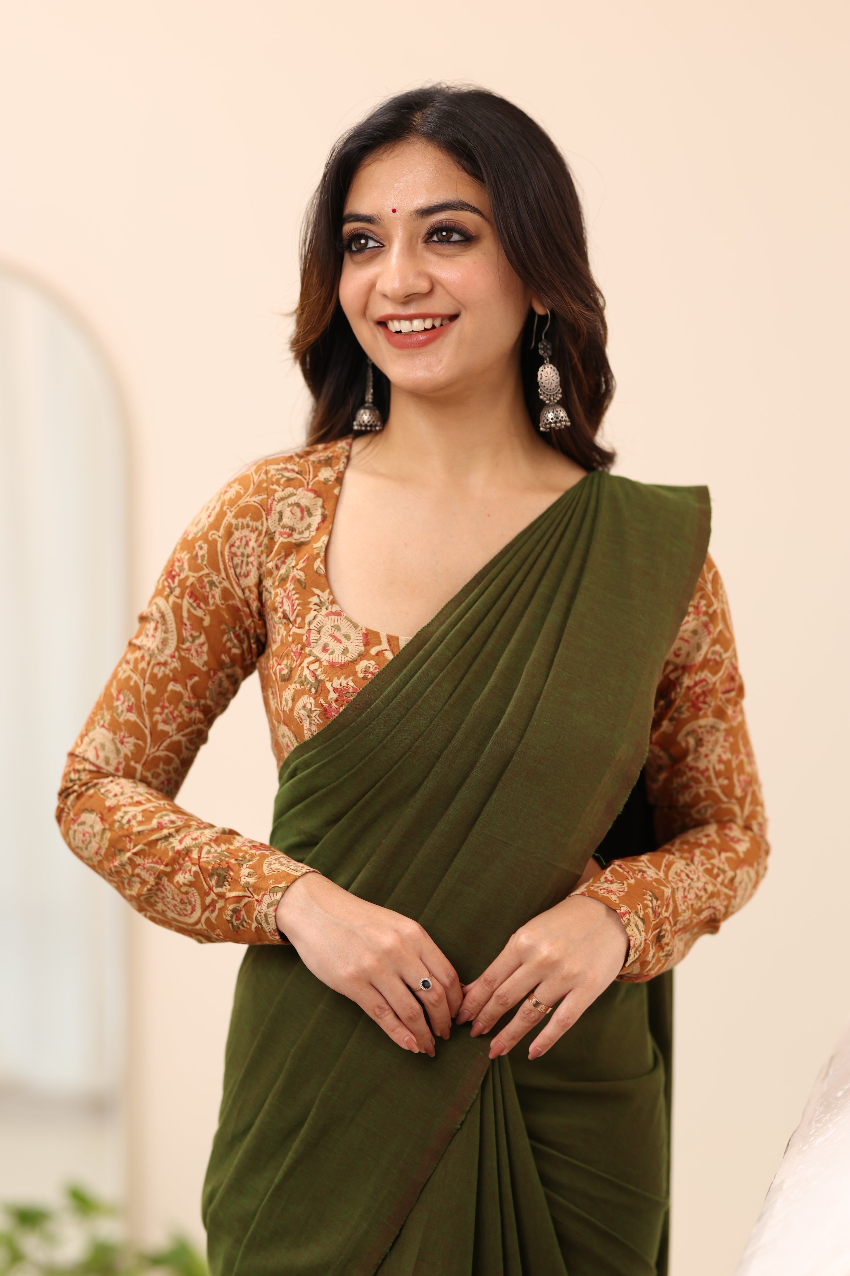 Mustard Kalamkari Full Sleeve Blouse