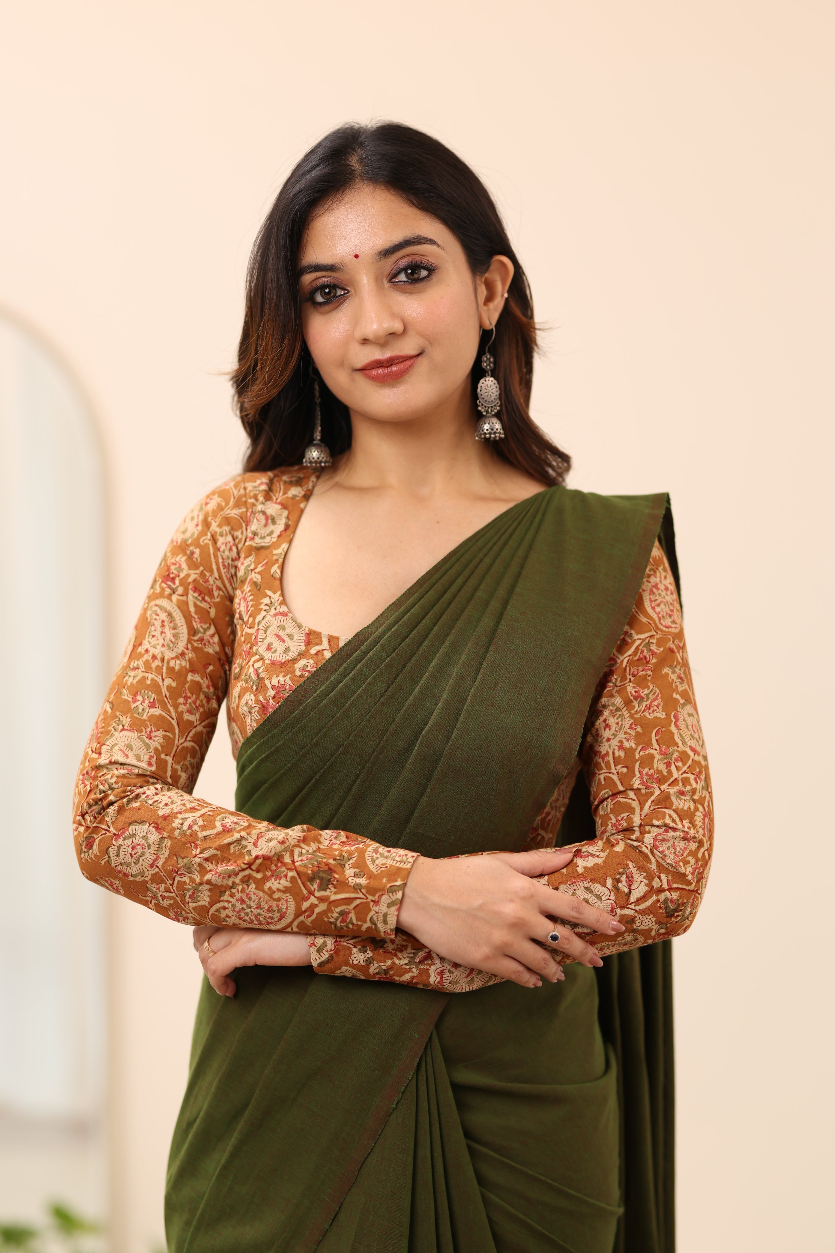 Mustard Kalamkari Full Sleeve Blouse