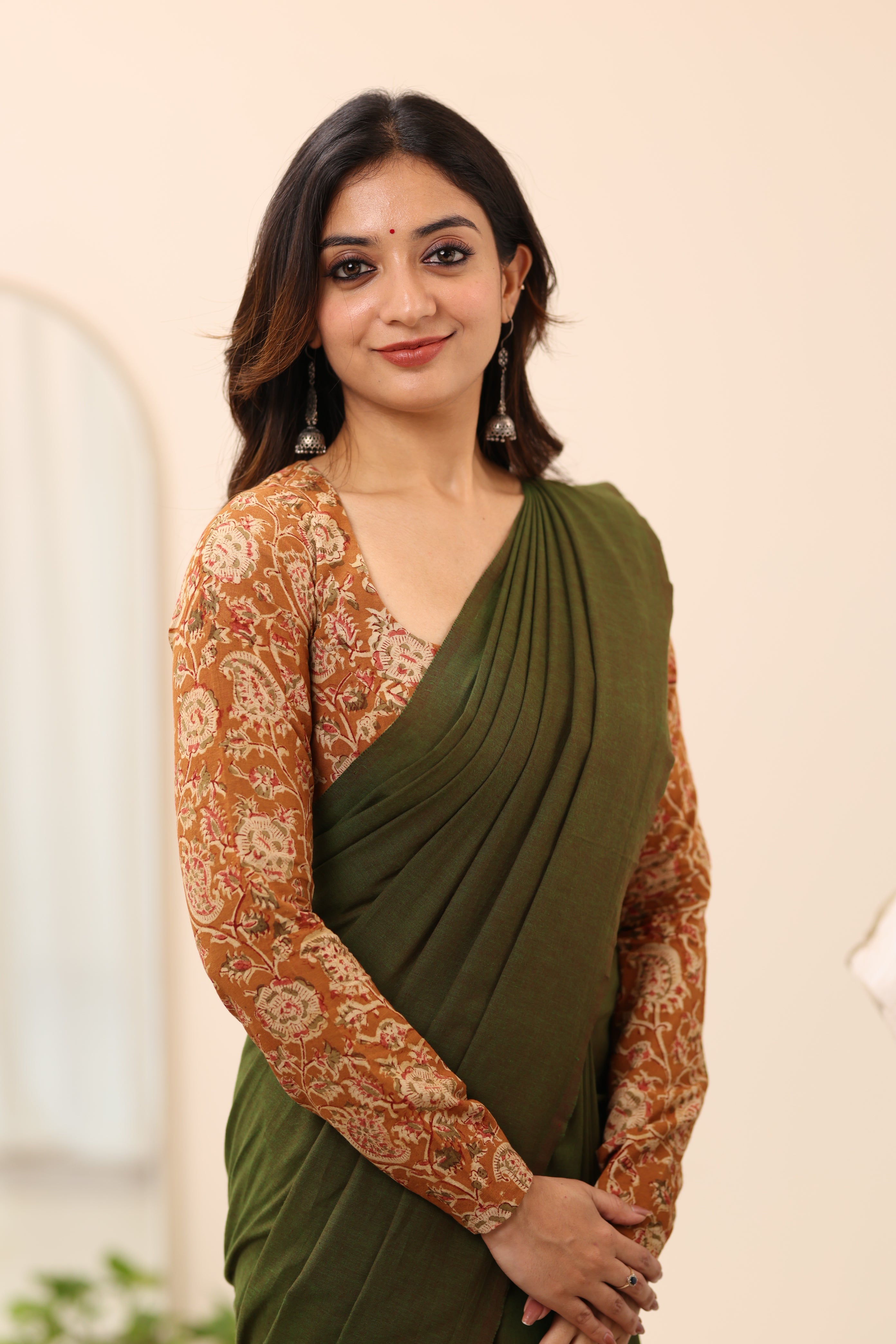 Mustard Kalamkari Full Sleeve Blouse