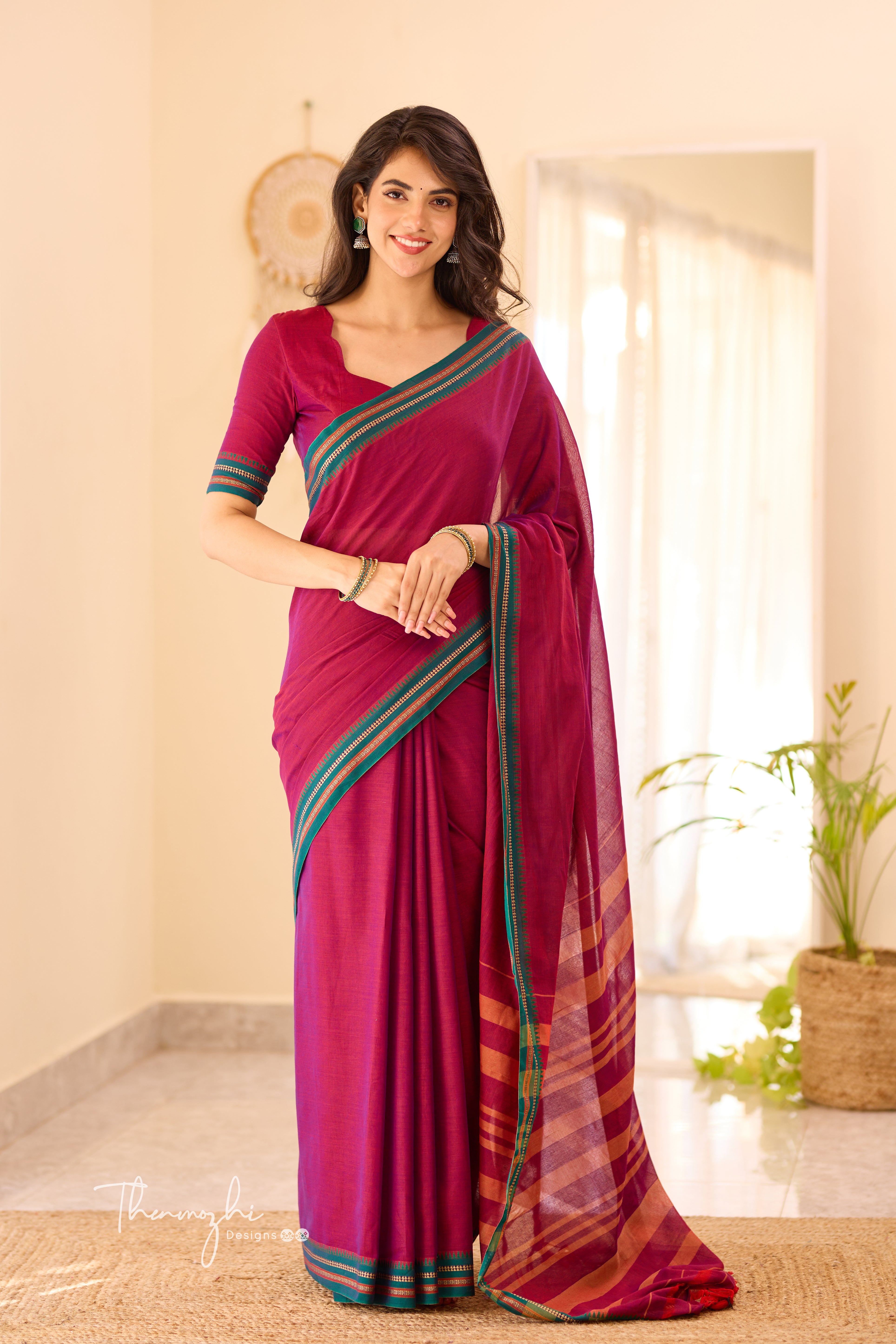 Pink & Green Narayanpet Saree