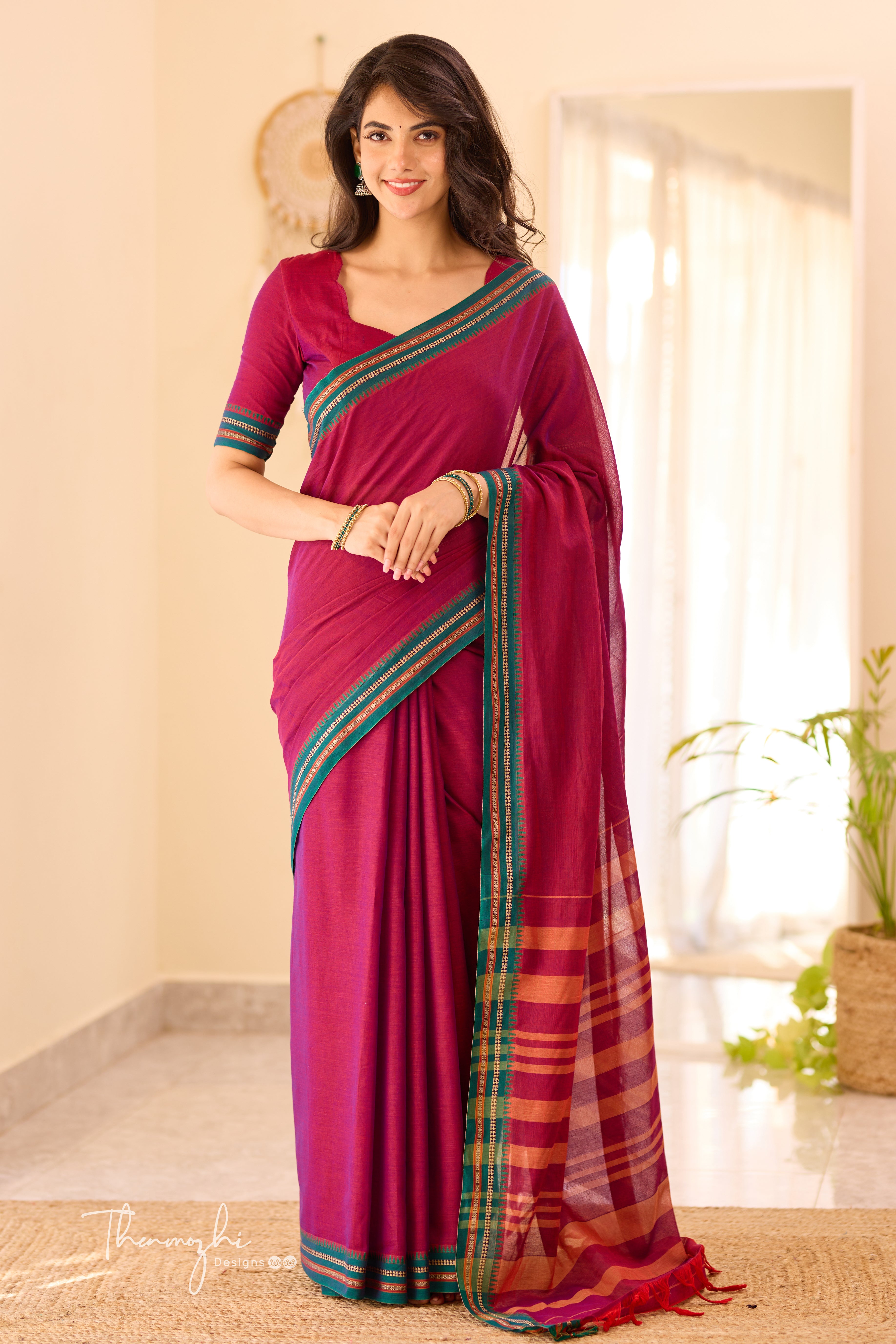 Pink & Green Narayanpet Saree