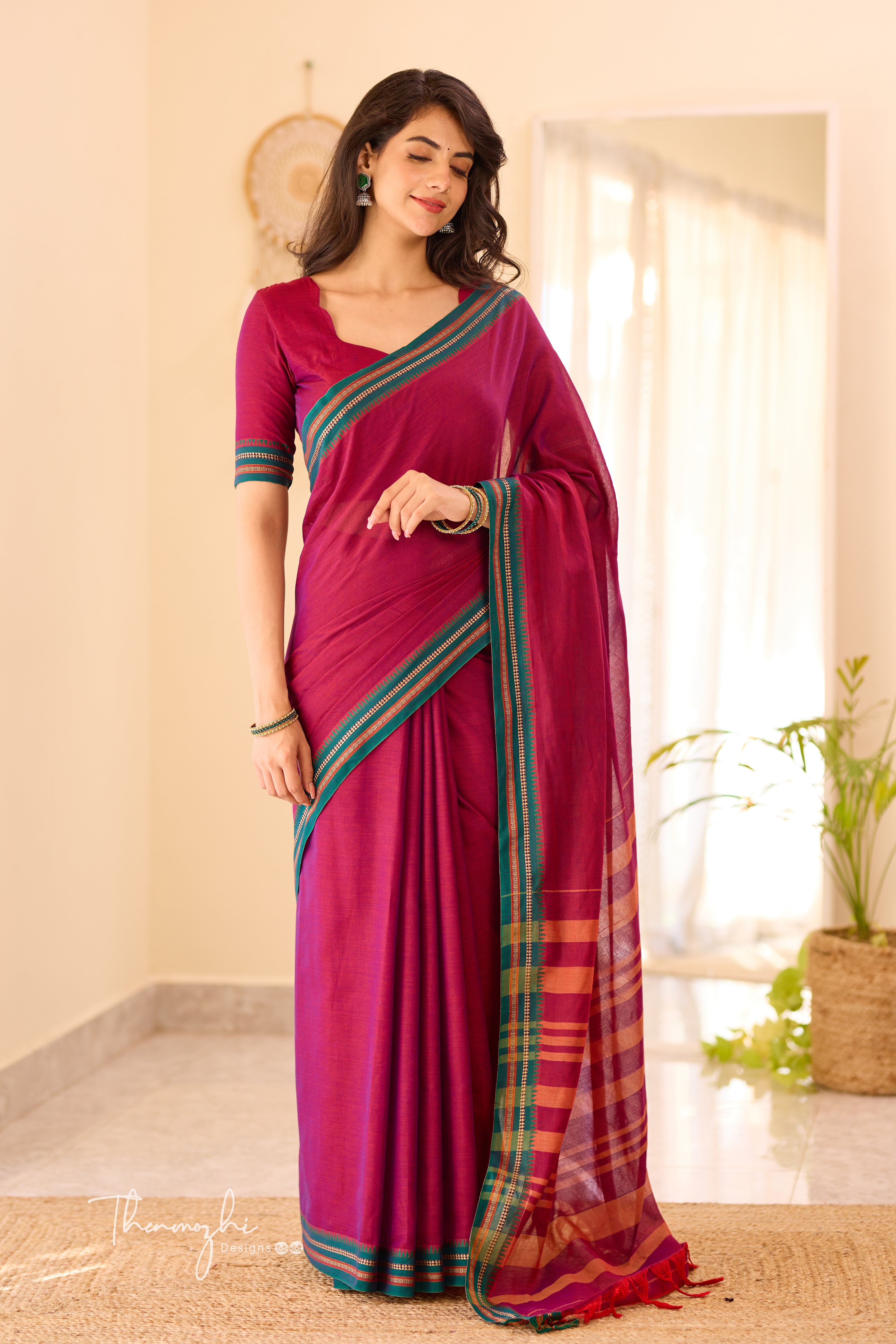 Pink & Green Narayanpet Saree