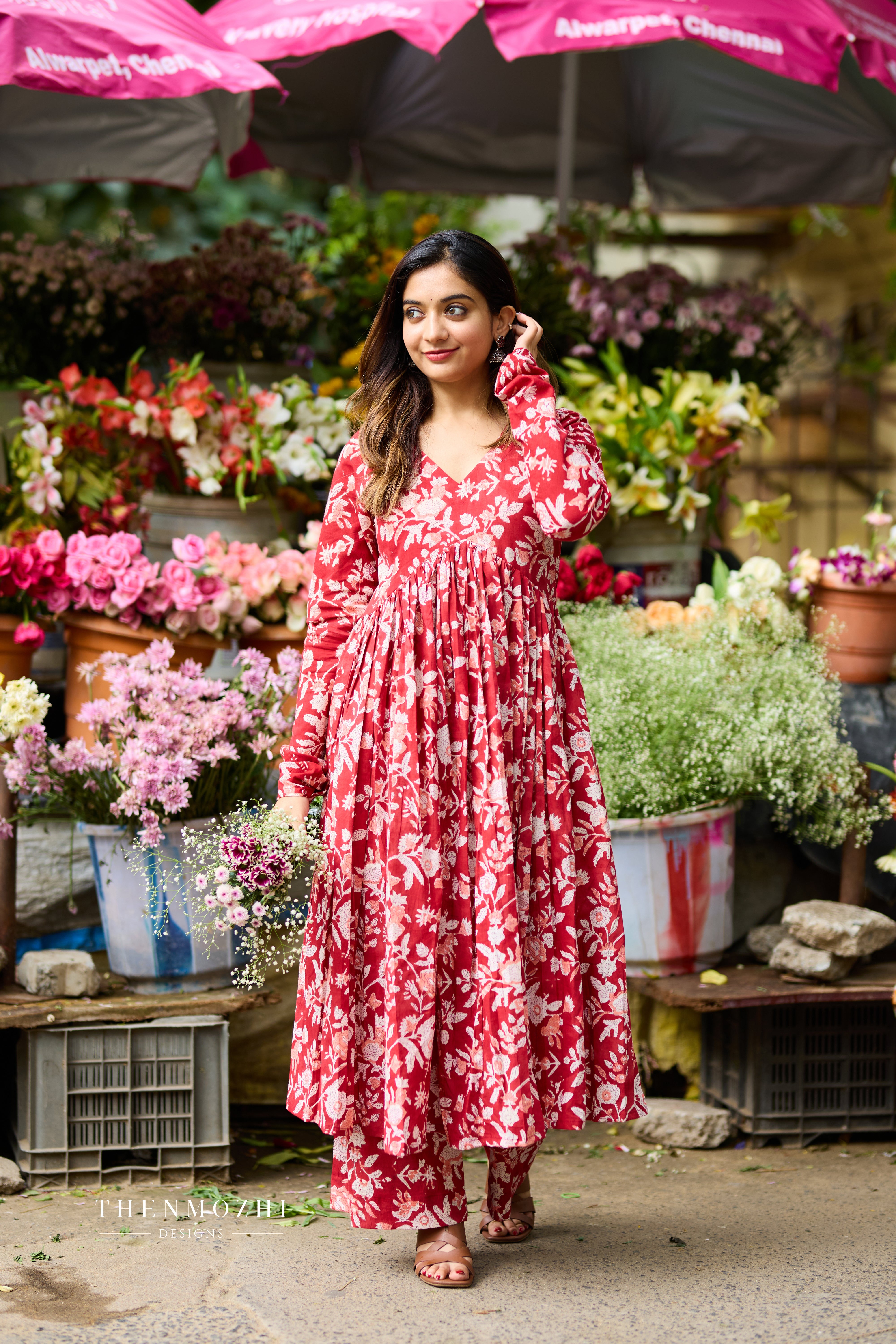 Scarlet Red Alia Cut Printed Co-ord Set