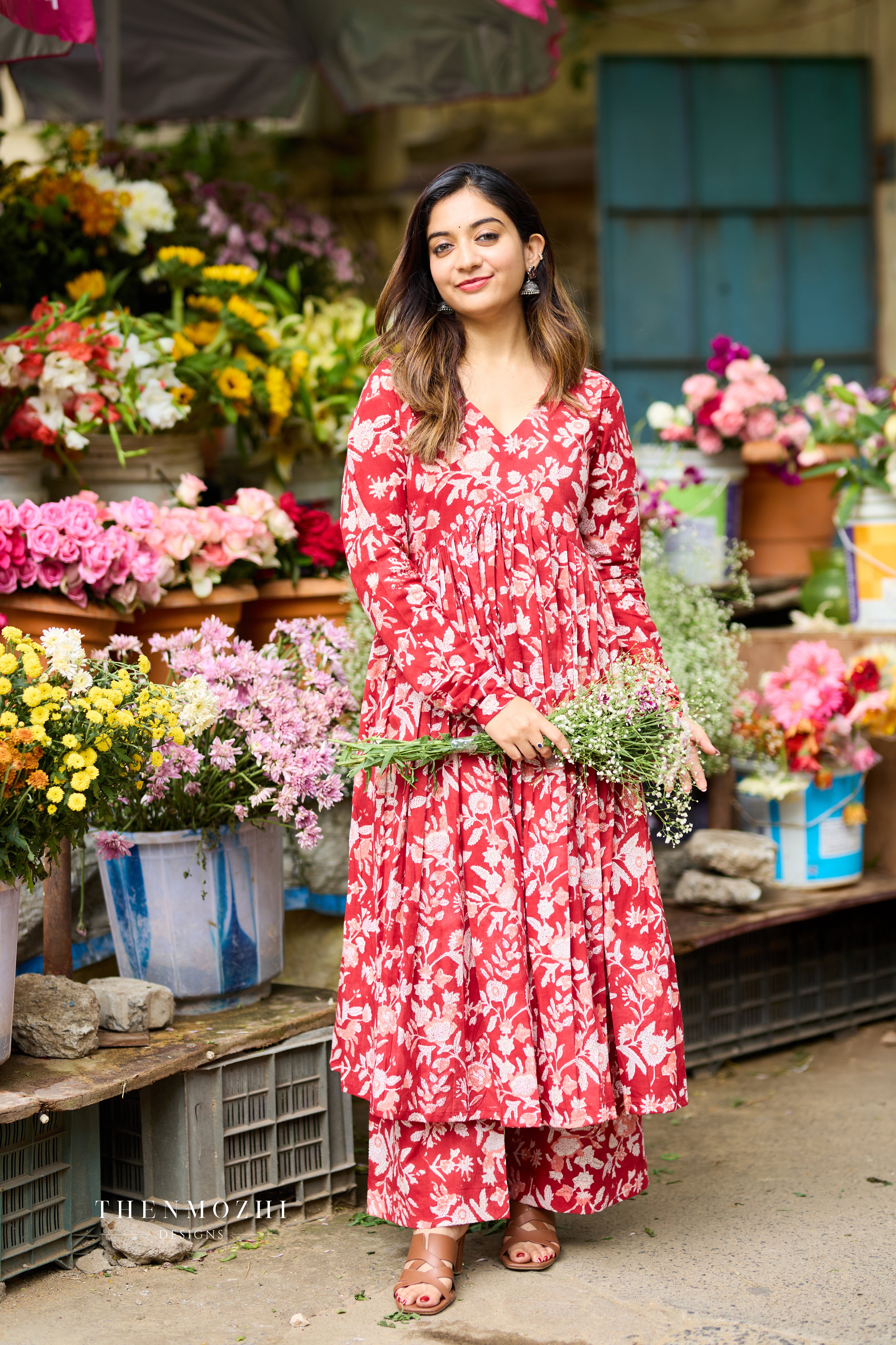 Scarlet Red Alia Cut Printed Co-ord Set