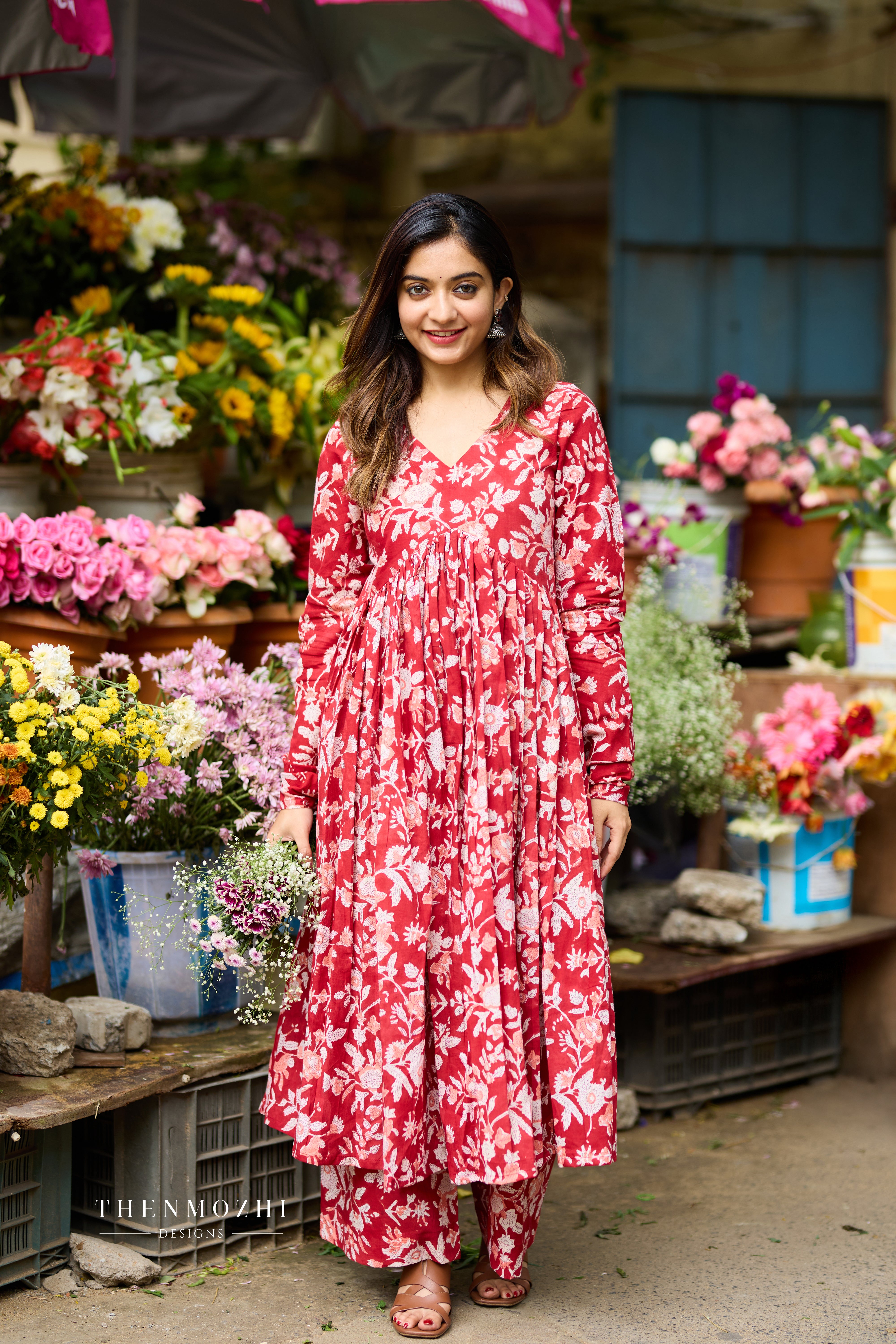 Scarlet Red Alia Cut Printed Co-ord Set