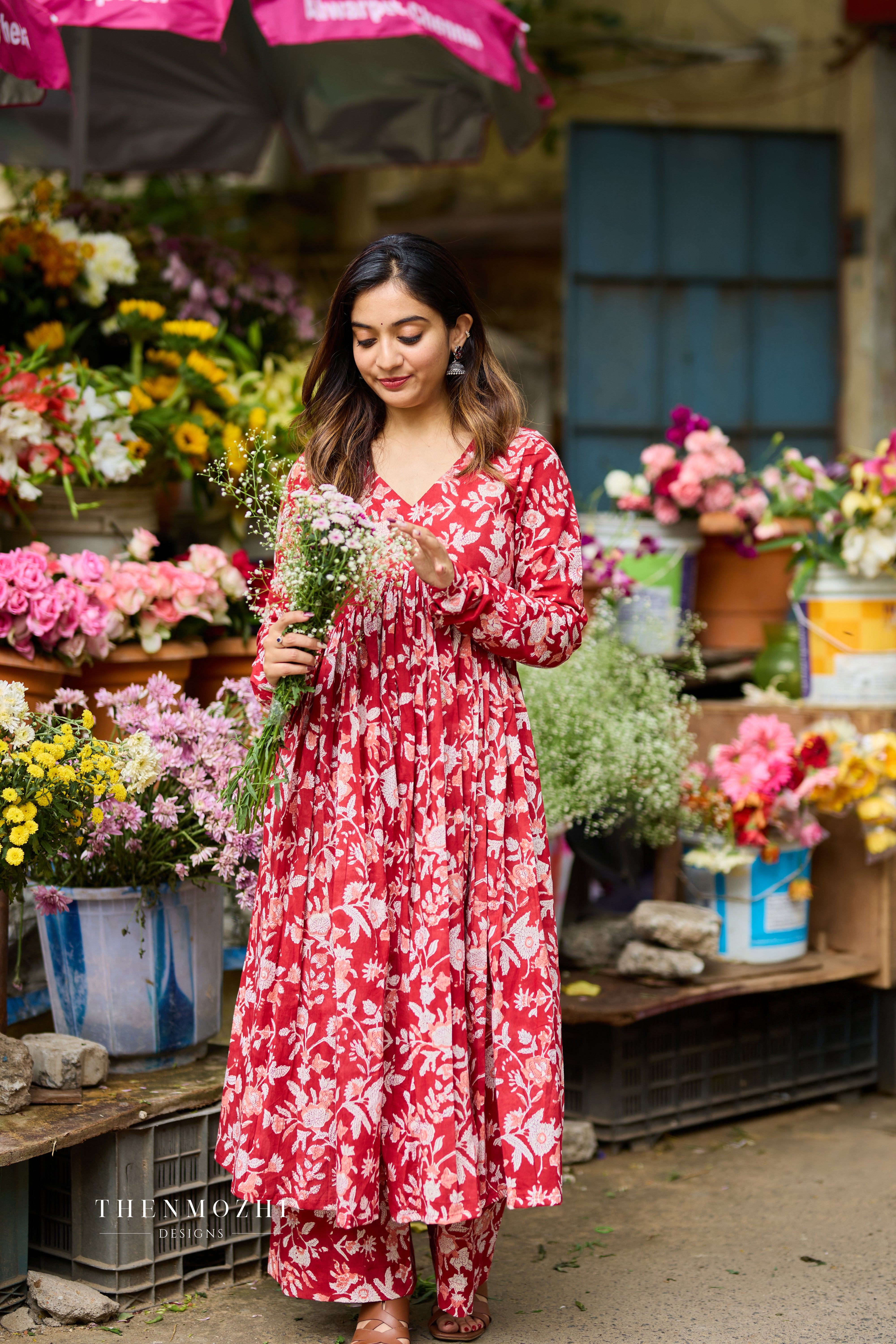 Scarlet Red Alia Cut Printed Co-ord Set