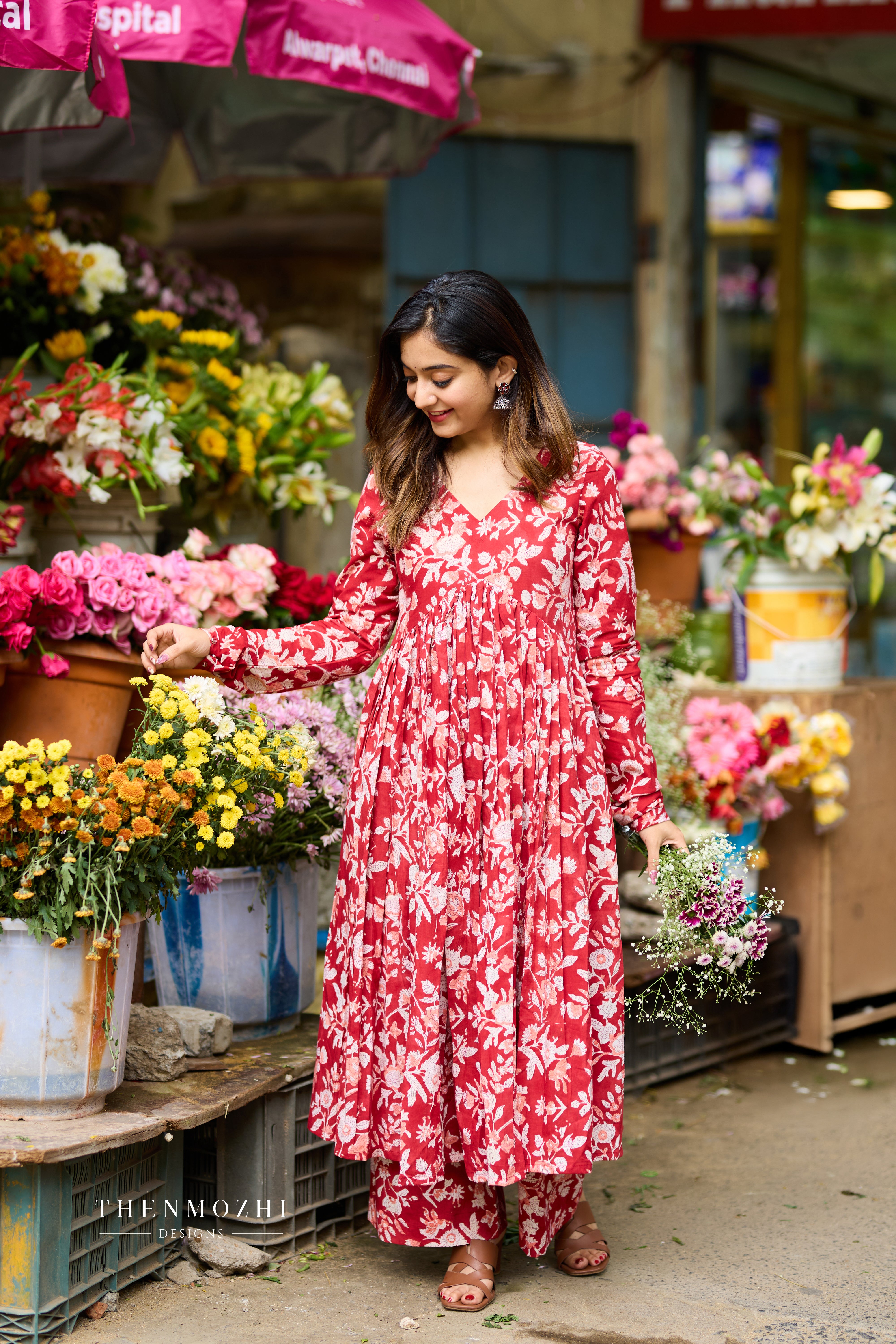 Scarlet Red Alia Cut Printed Co-ord Set
