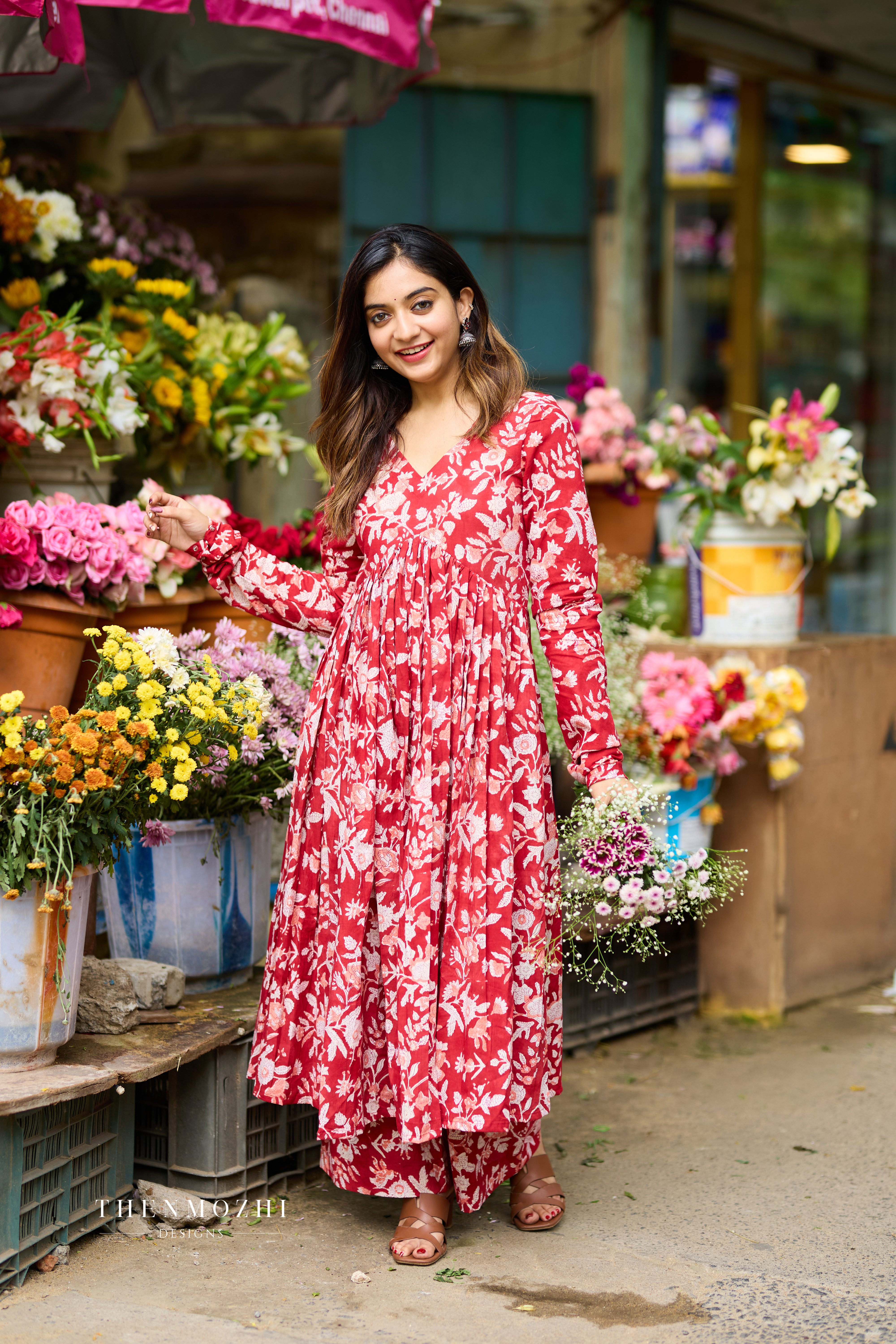 Scarlet Red Alia Cut Printed Co-ord Set