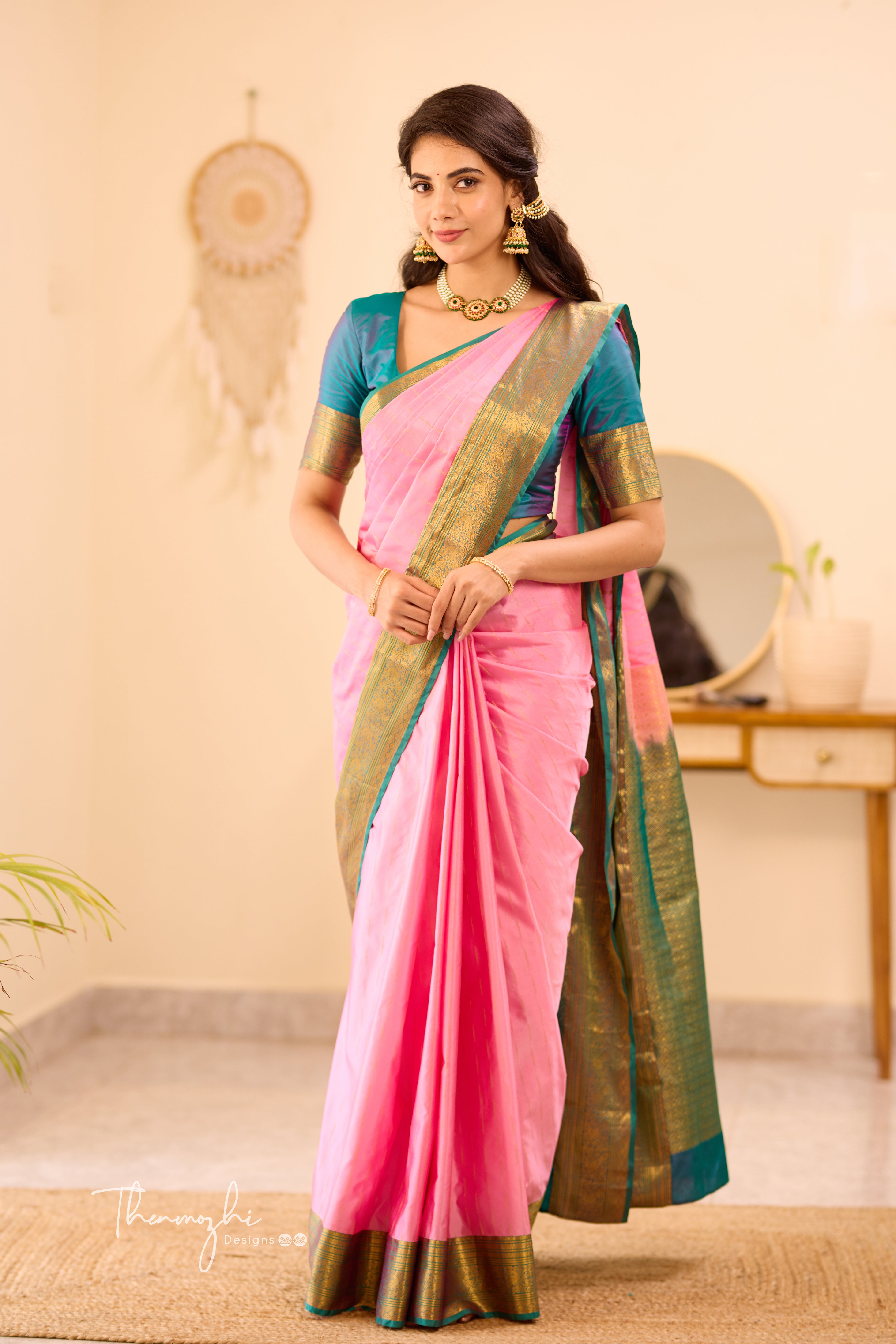Light Pink Kanchi Semi Silk
