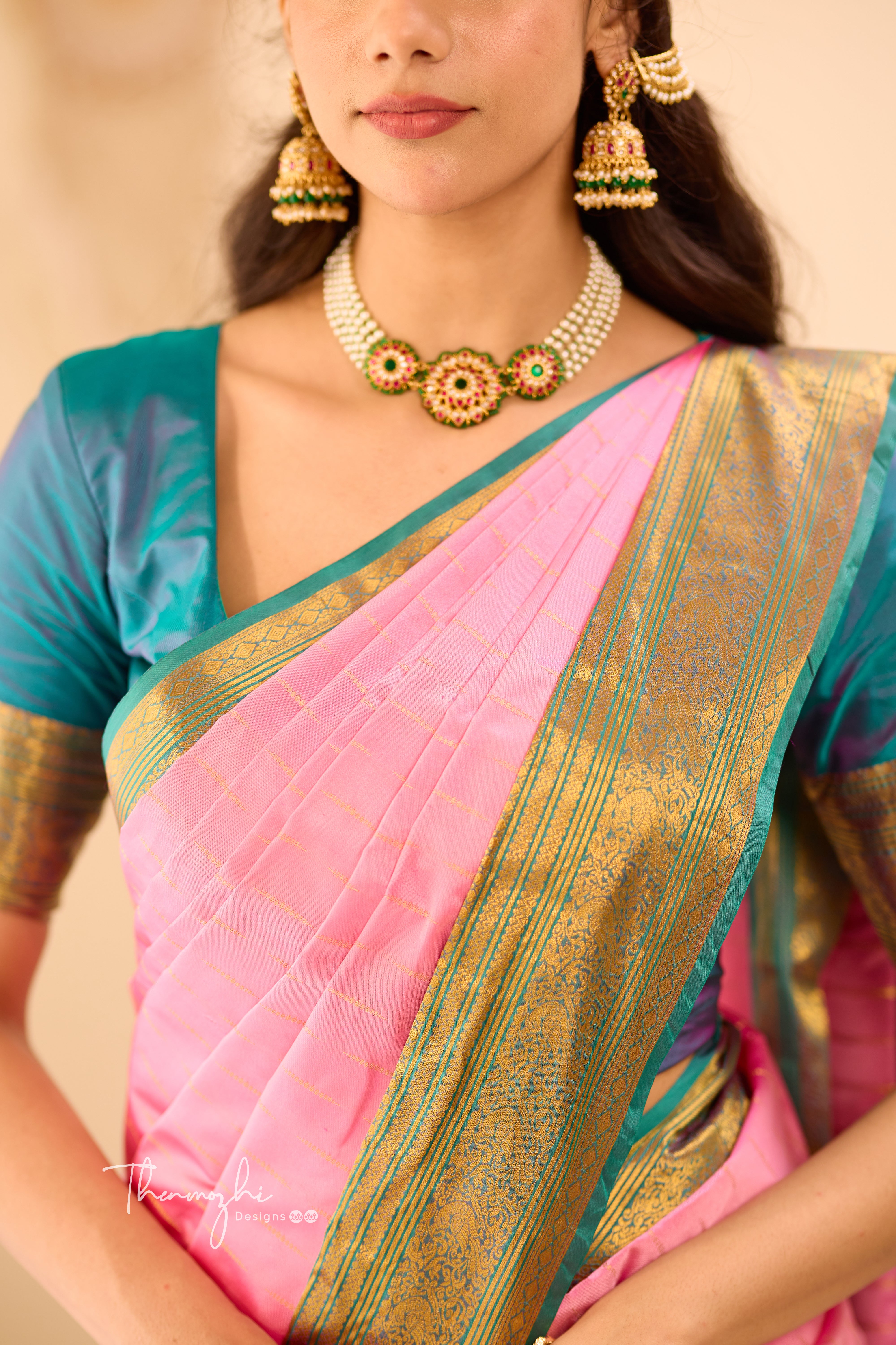 Light Pink Kanchi Semi Silk