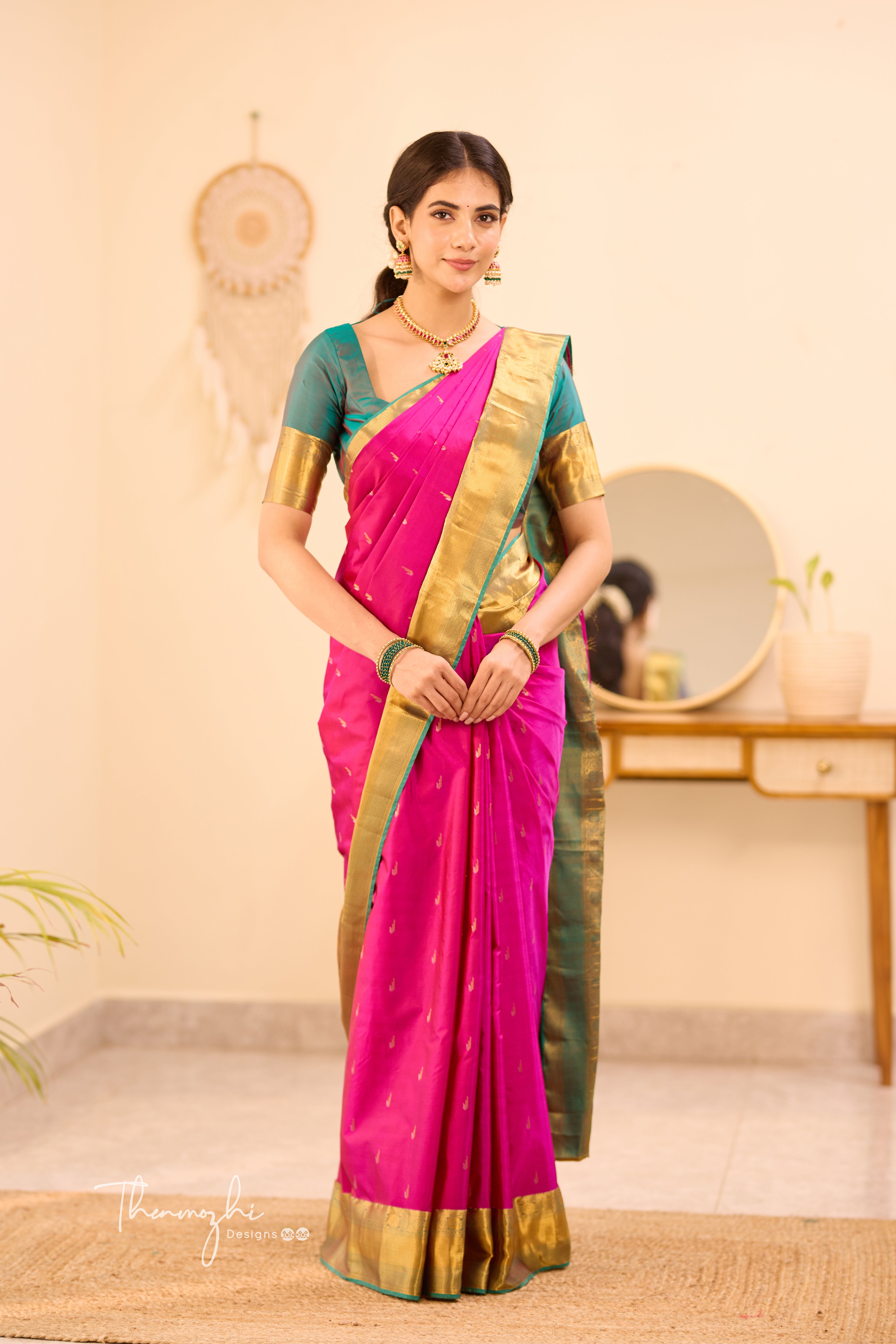 Pink Kanchi Semi Silk (Paithani)