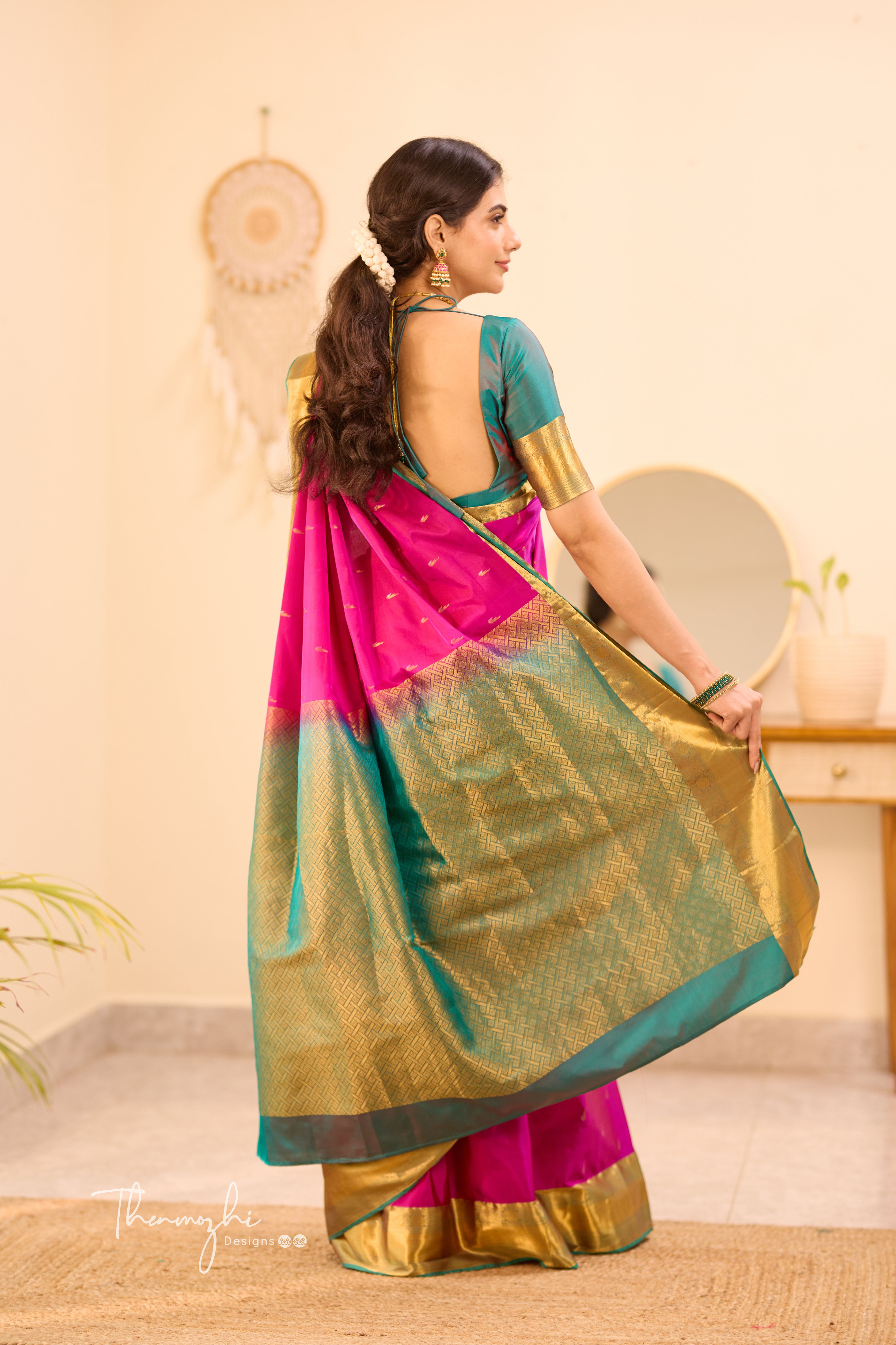 Pink Kanchi Semi Silk (Paithani)