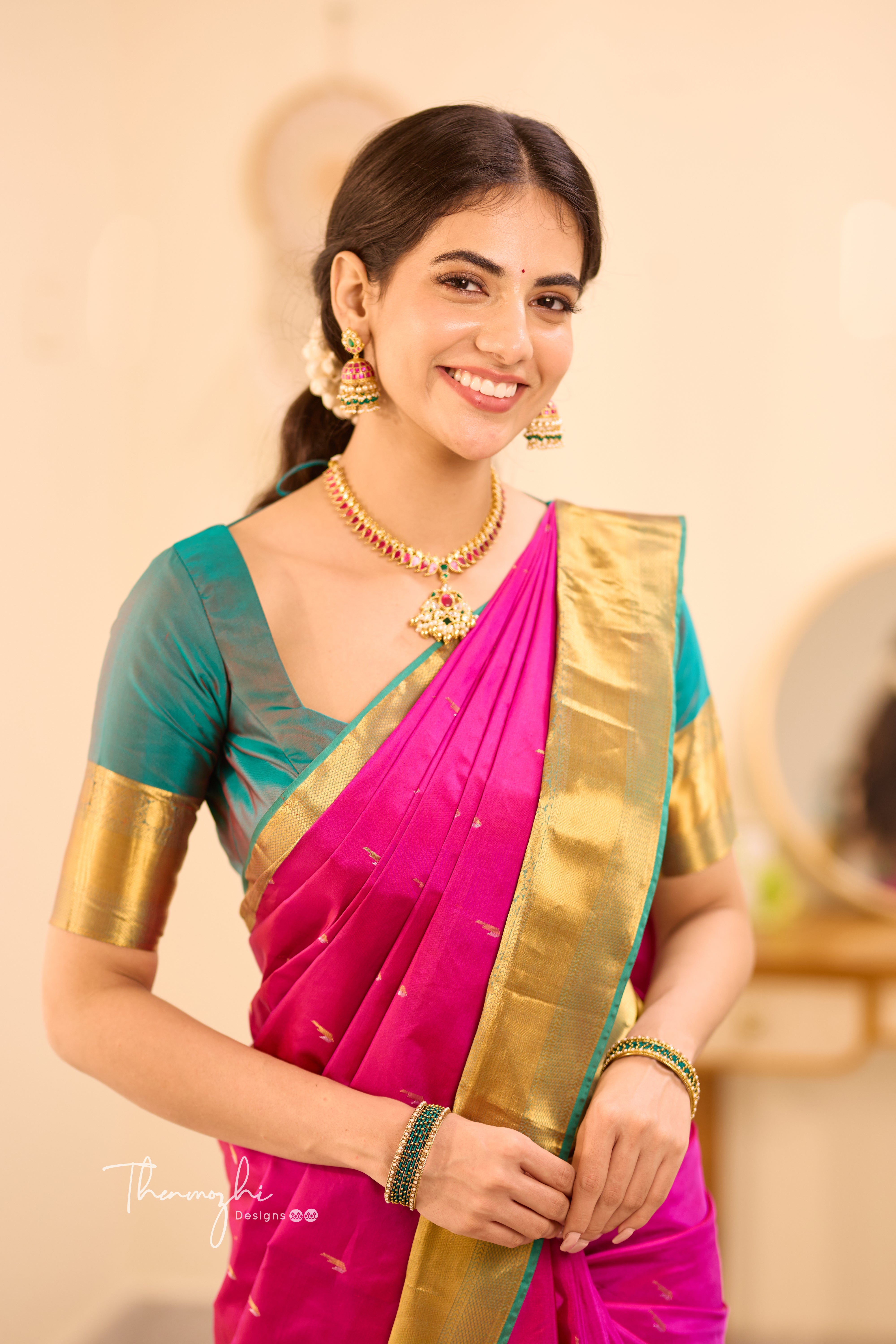 Pink Kanchi Semi Silk (Paithani)