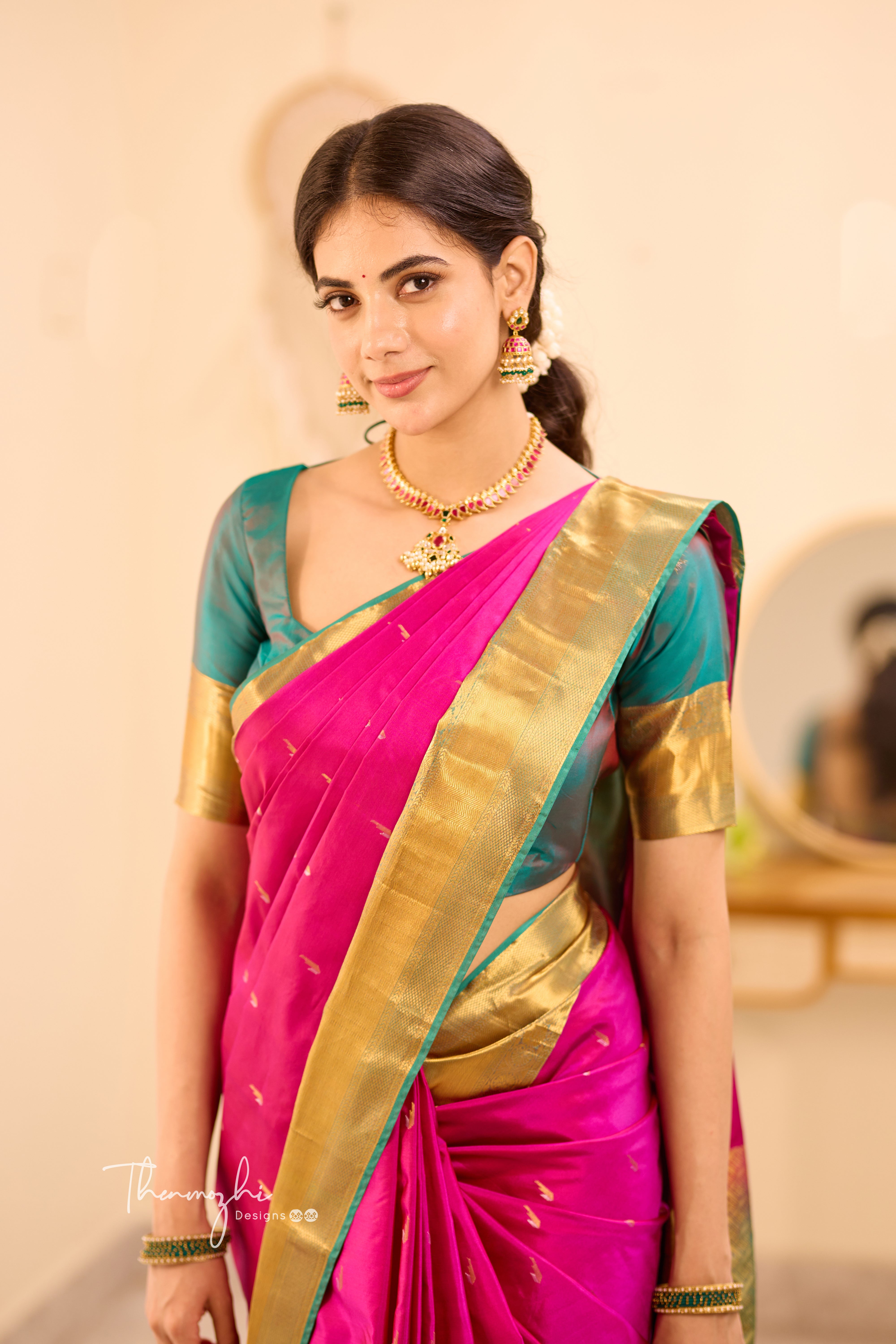 Pink Kanchi Semi Silk (Paithani)
