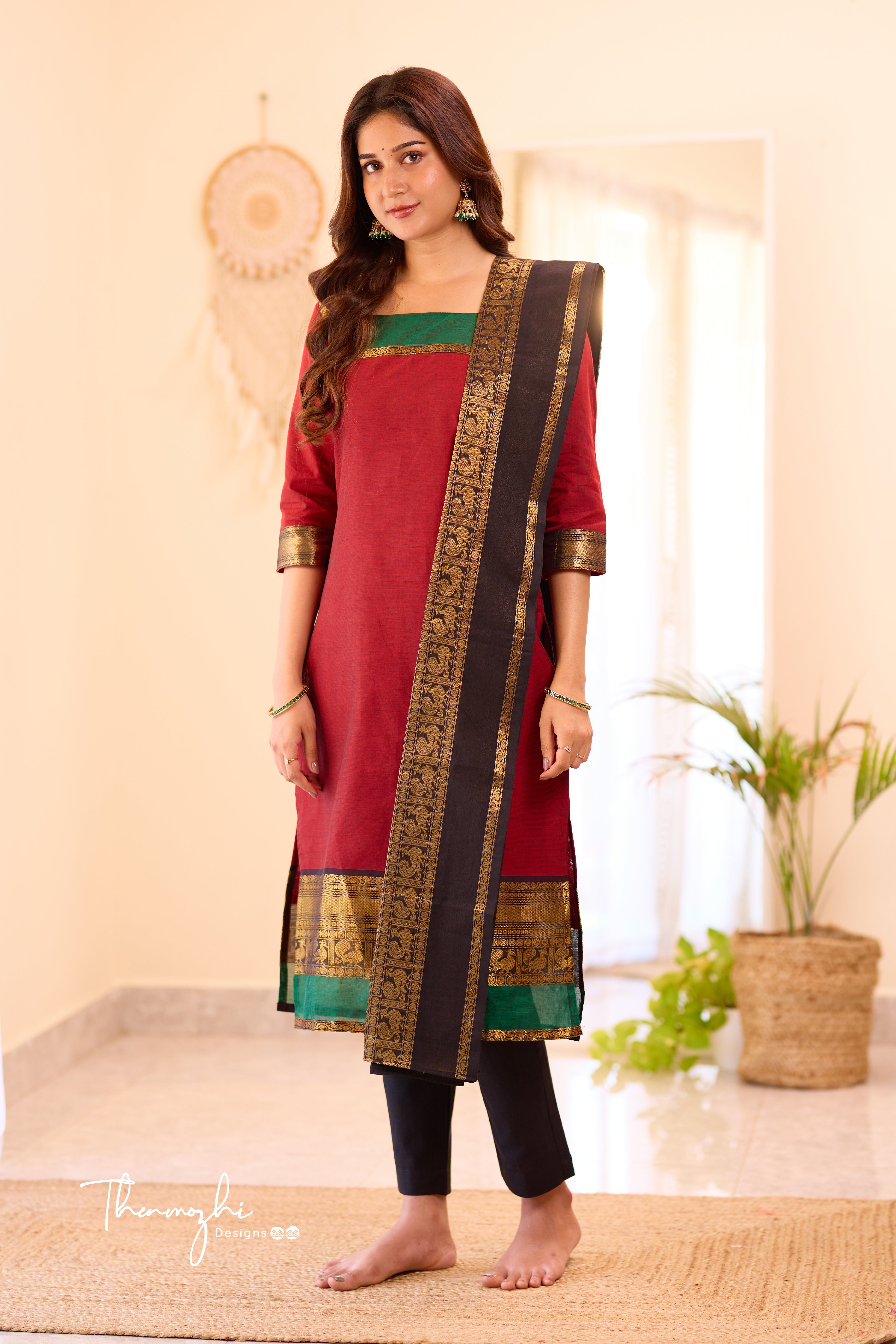 Maroon Chettinad Cotton Salwar
