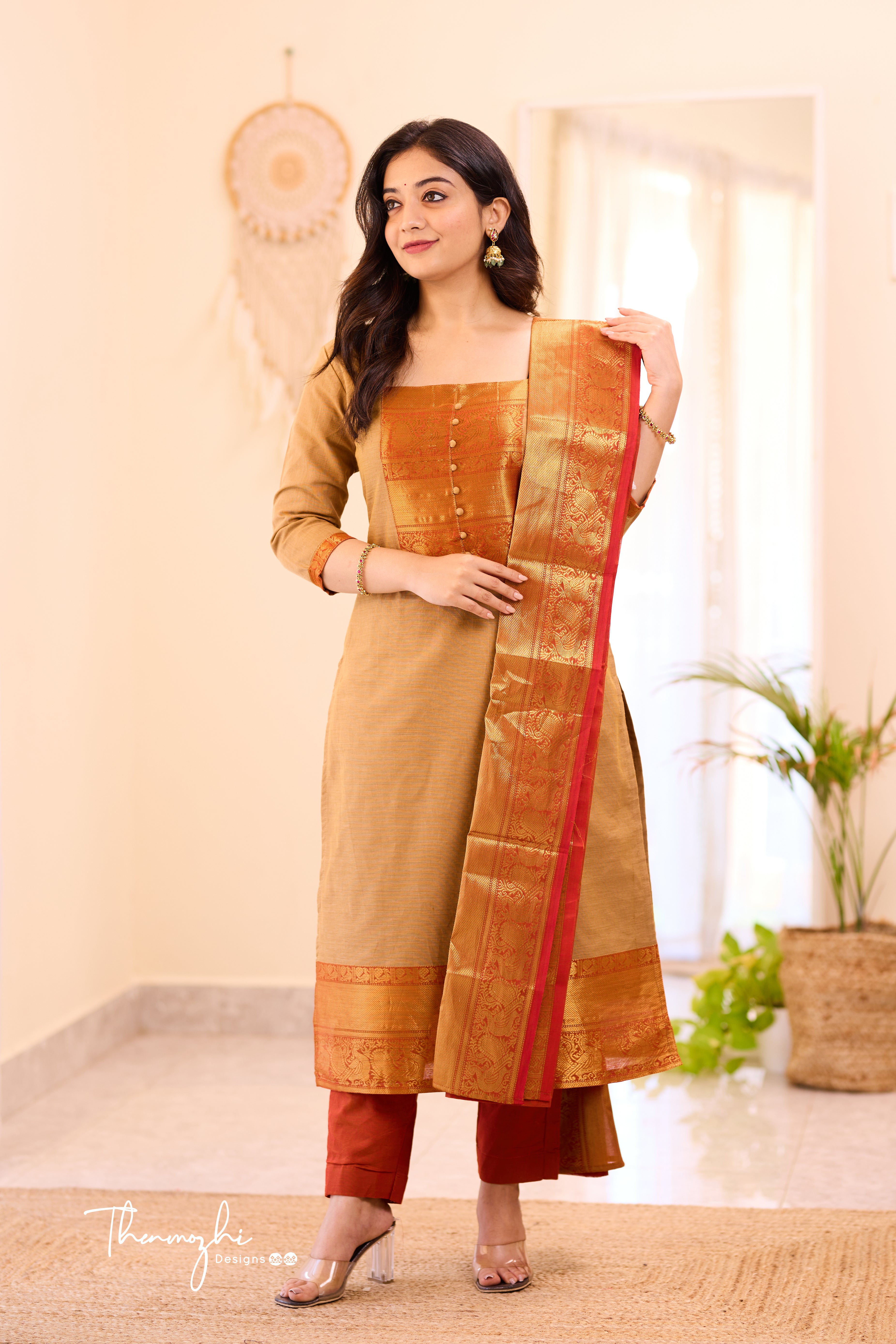 Beige Chettinad Cotton Salwar