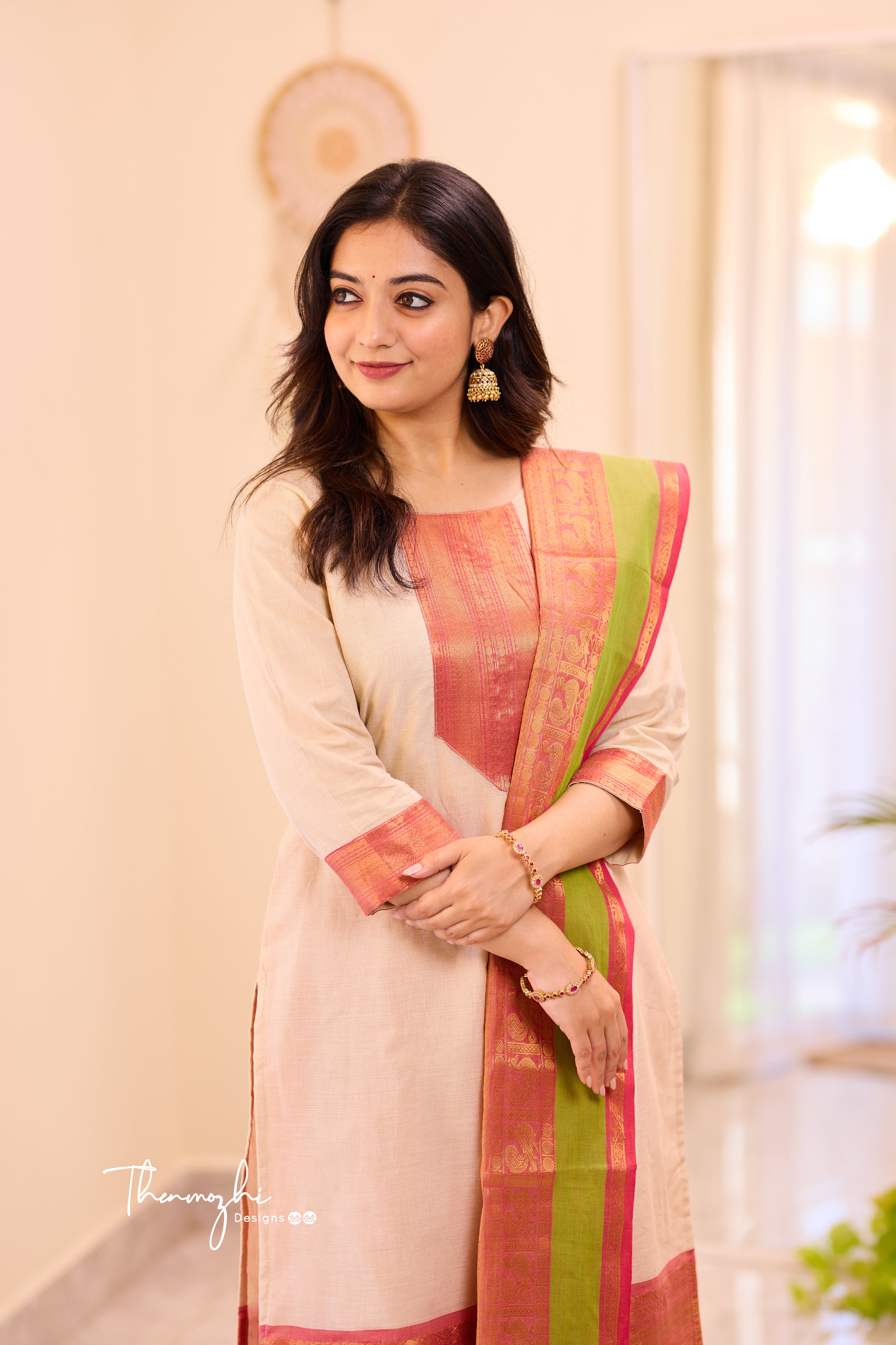 Half White Chettinad Cotton Salwar
