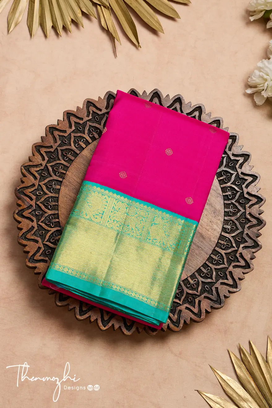 Dark Pink Pure Silk Kanjivaram Saree