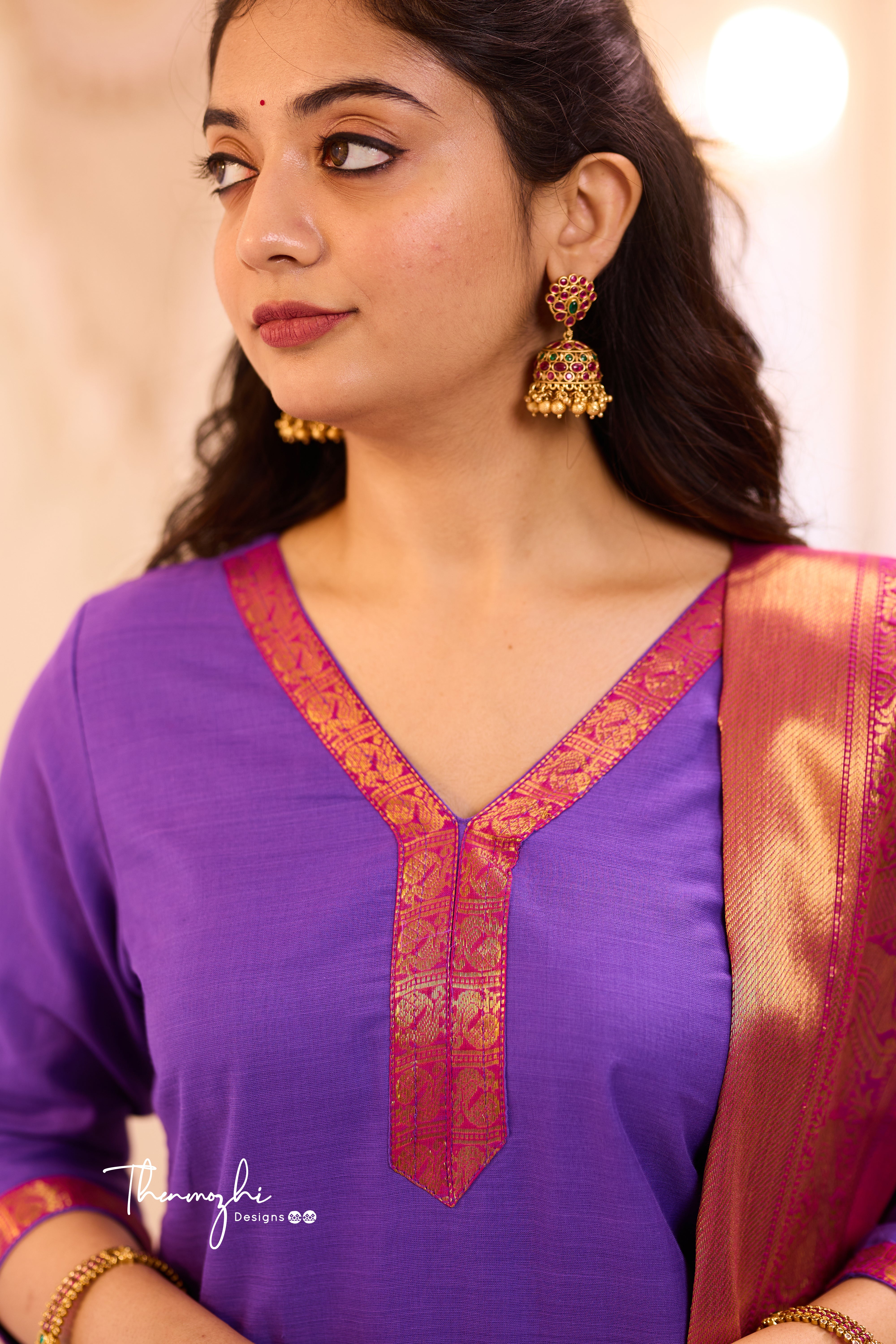 Purple Chettinad Cotton Salwar