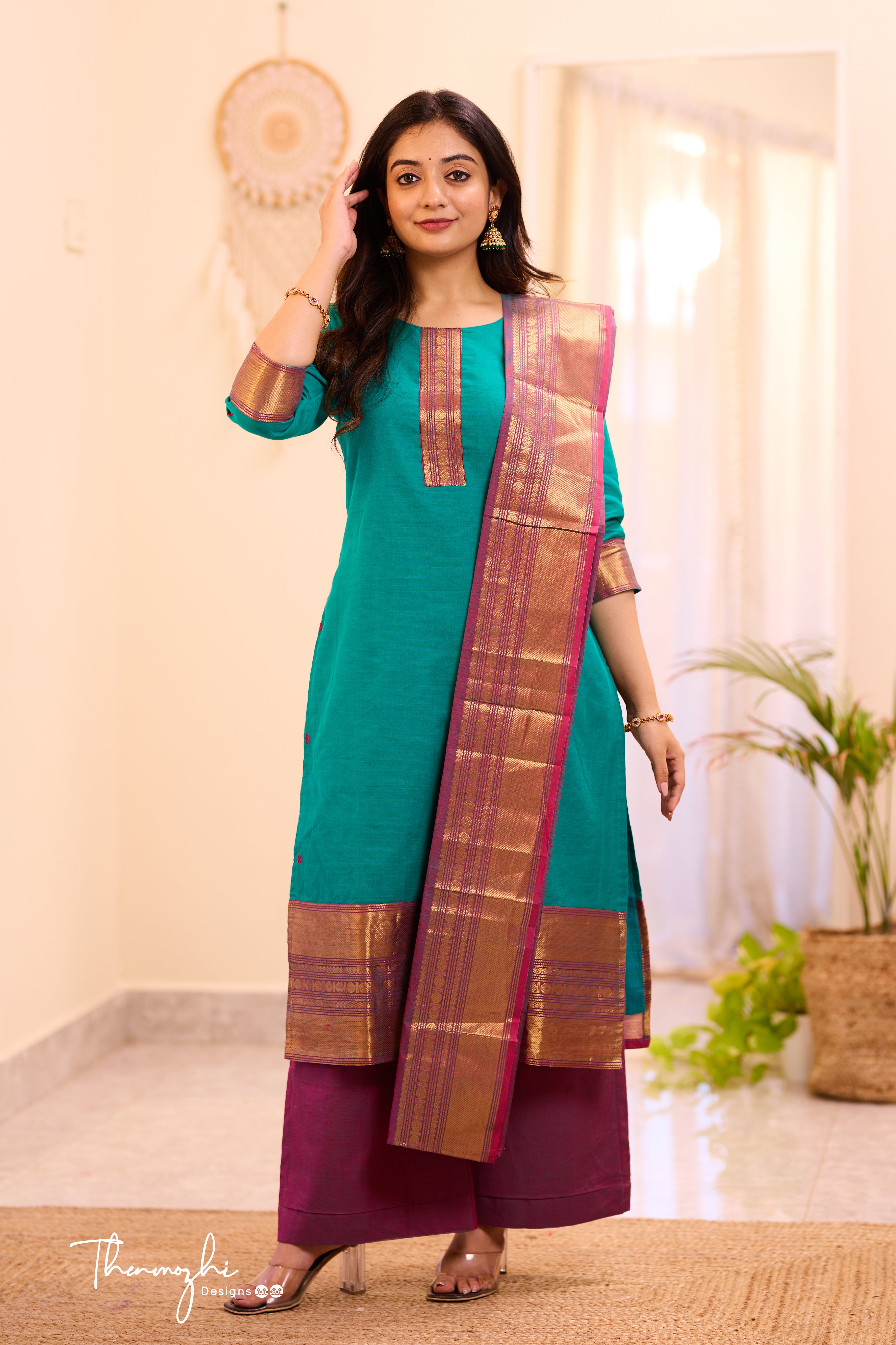 Peacock Green Chettinad Cotton Salwar