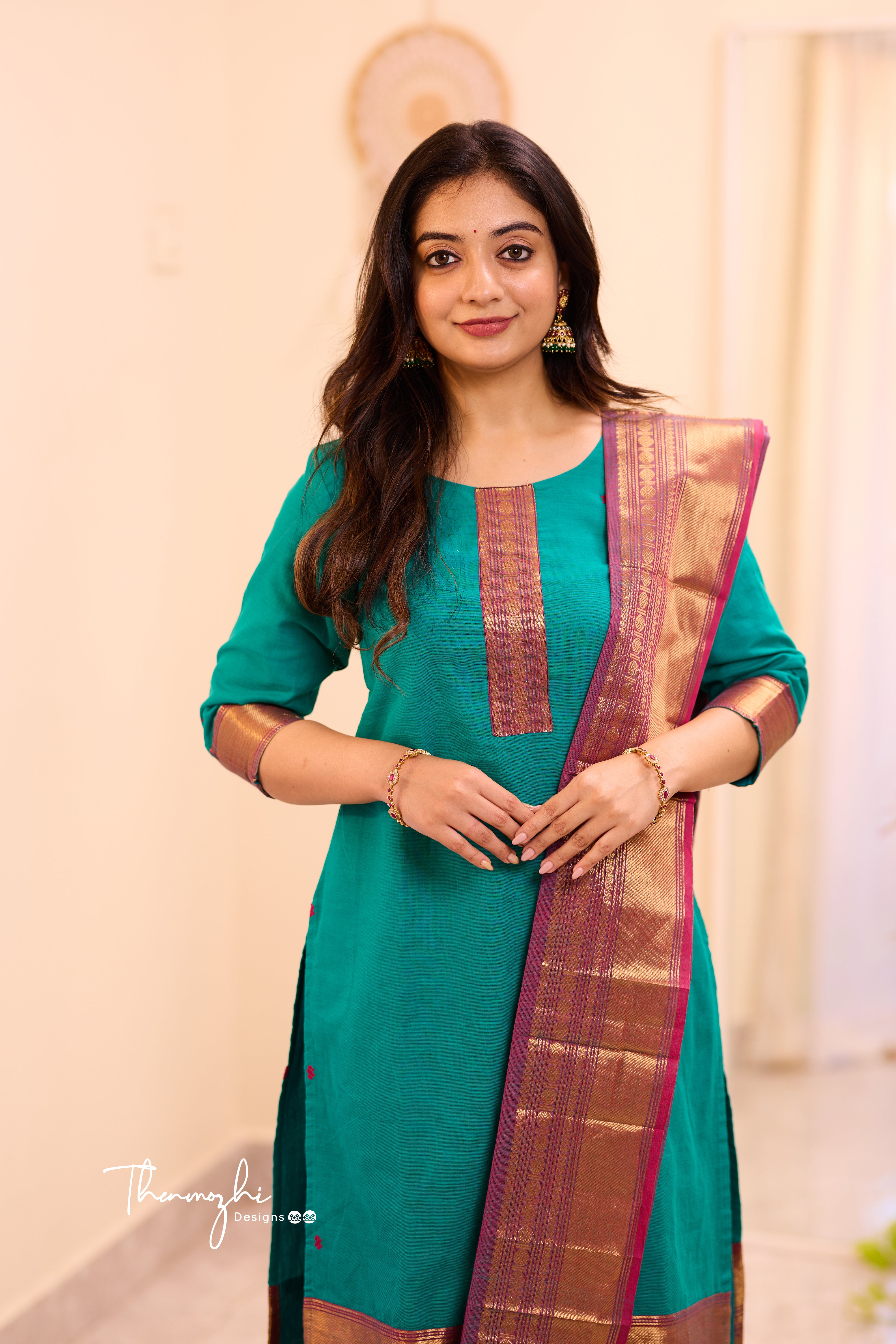 Peacock Green Chettinad Cotton Salwar