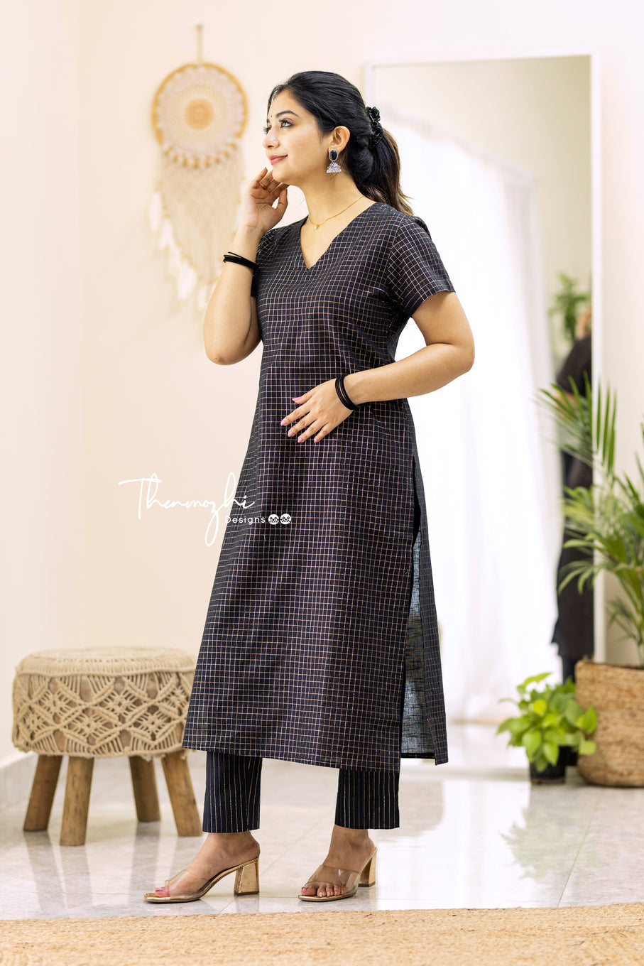 Yashika - Black Cotton Kurta Set