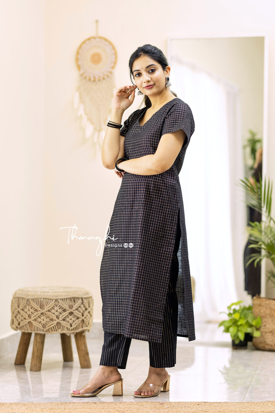 Yashika - Black Cotton Kurta Set