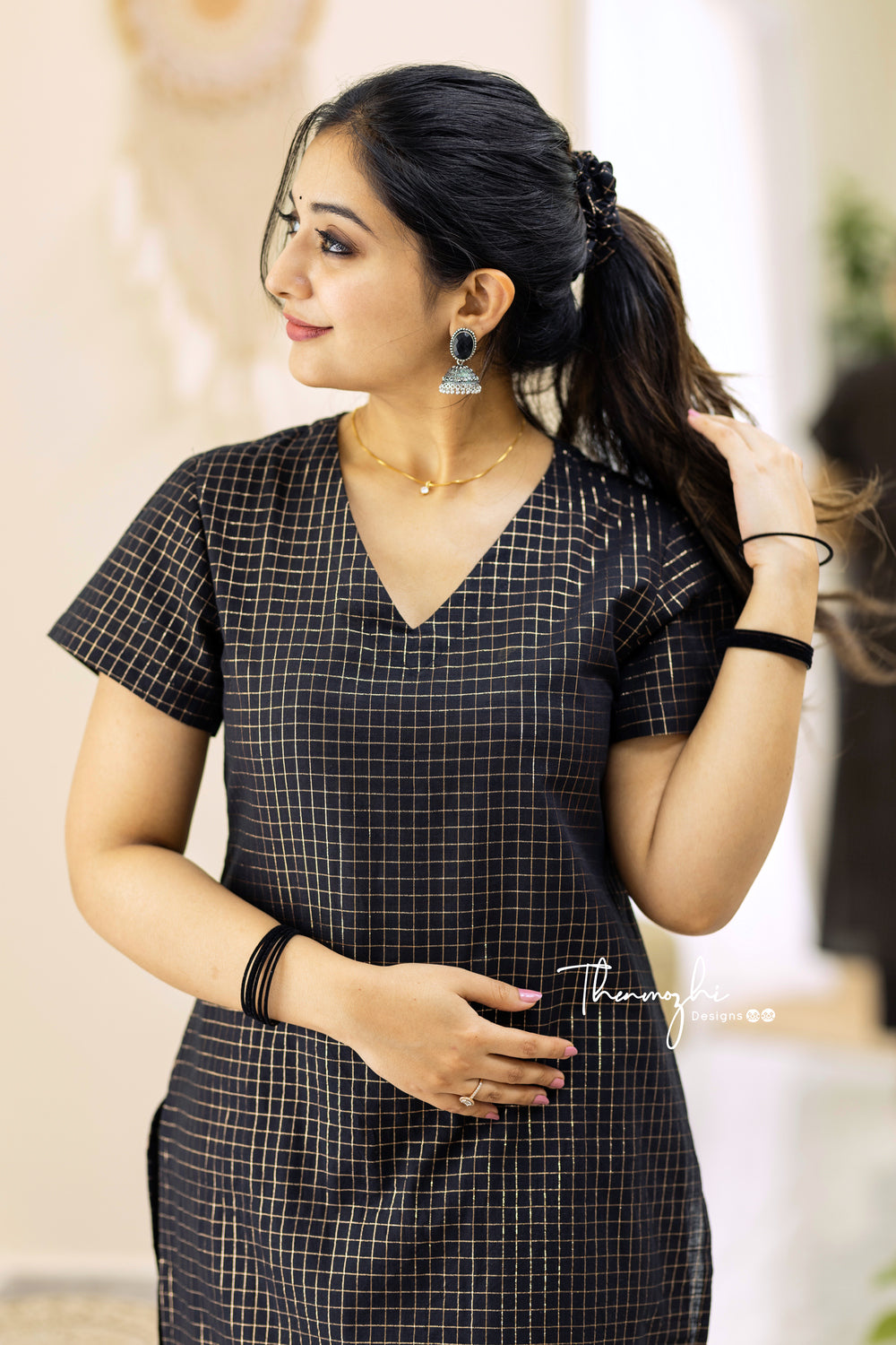 Yashika - Black Cotton Kurta Set