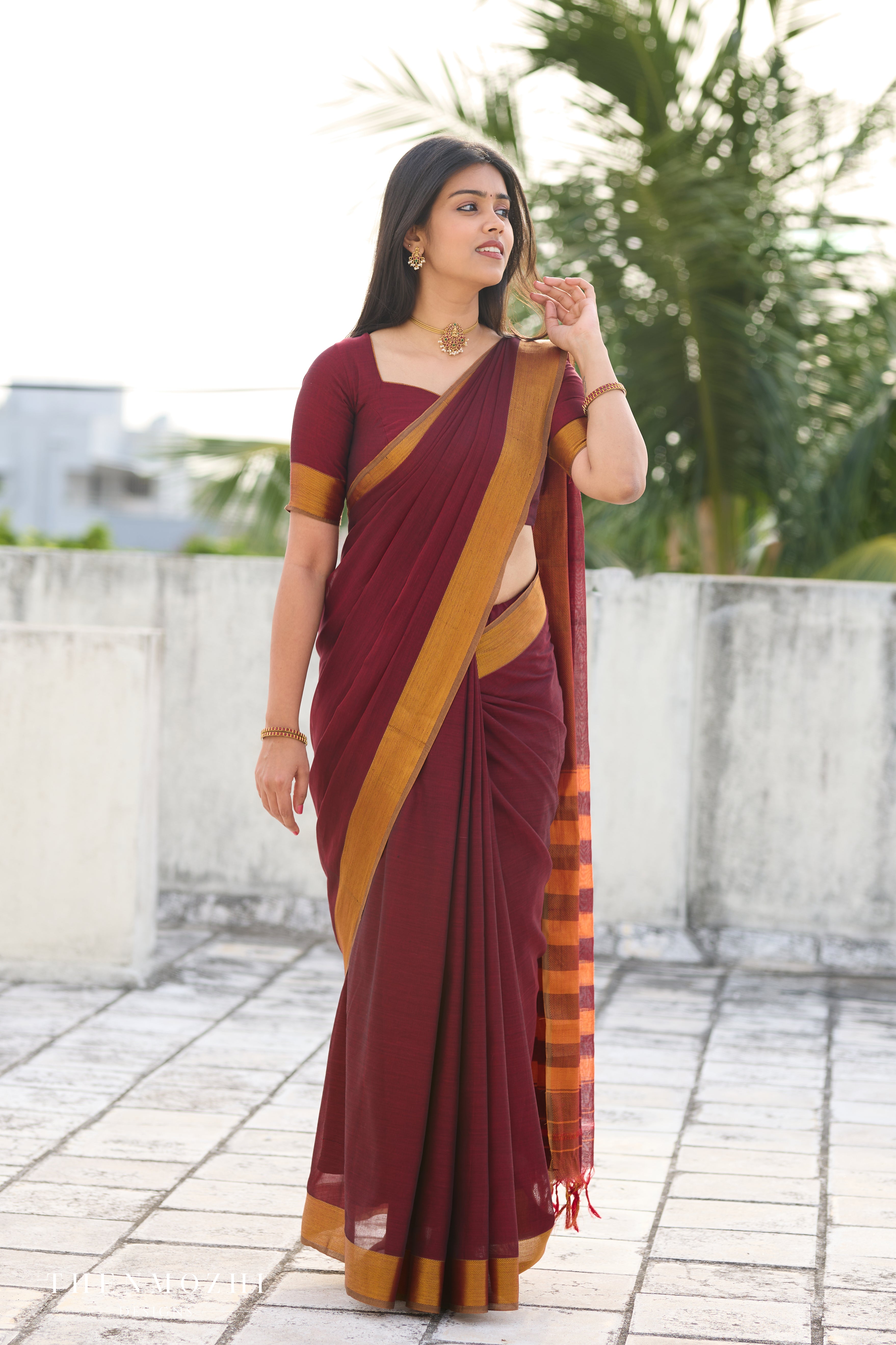 Red Narayanpet Zari Border Saree