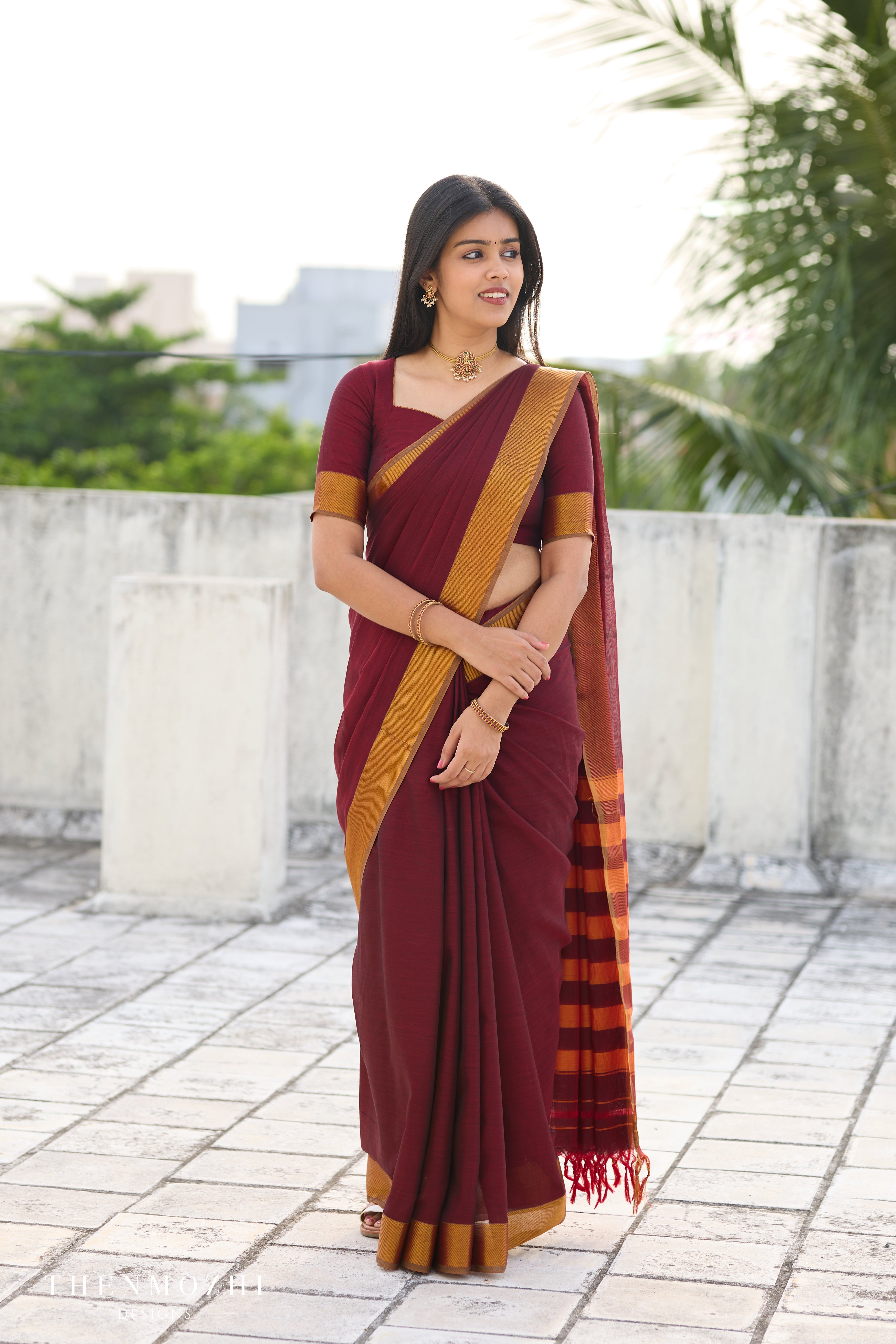 Red Narayanpet Zari Border Saree