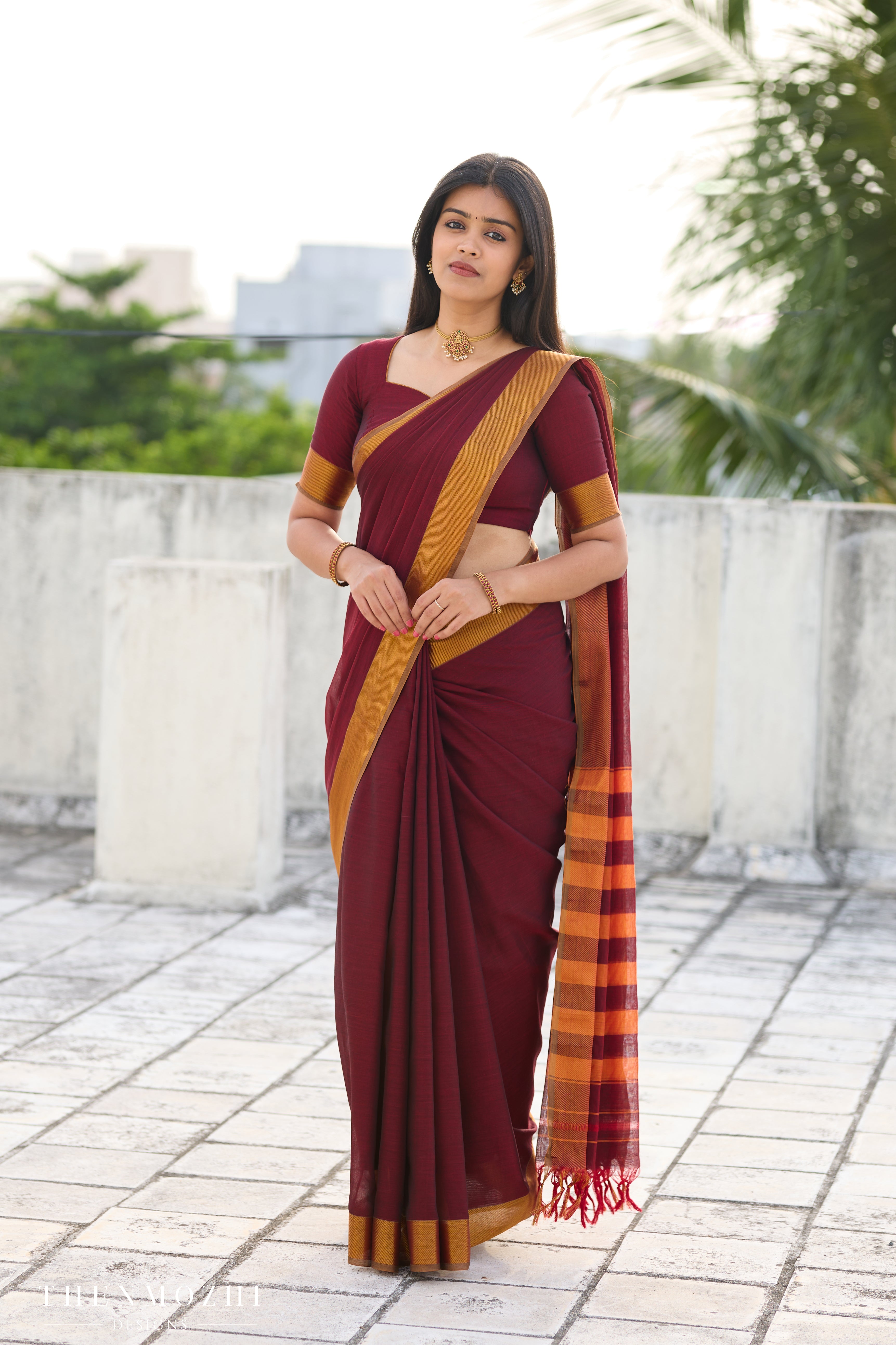 Red Narayanpet Zari Border Saree