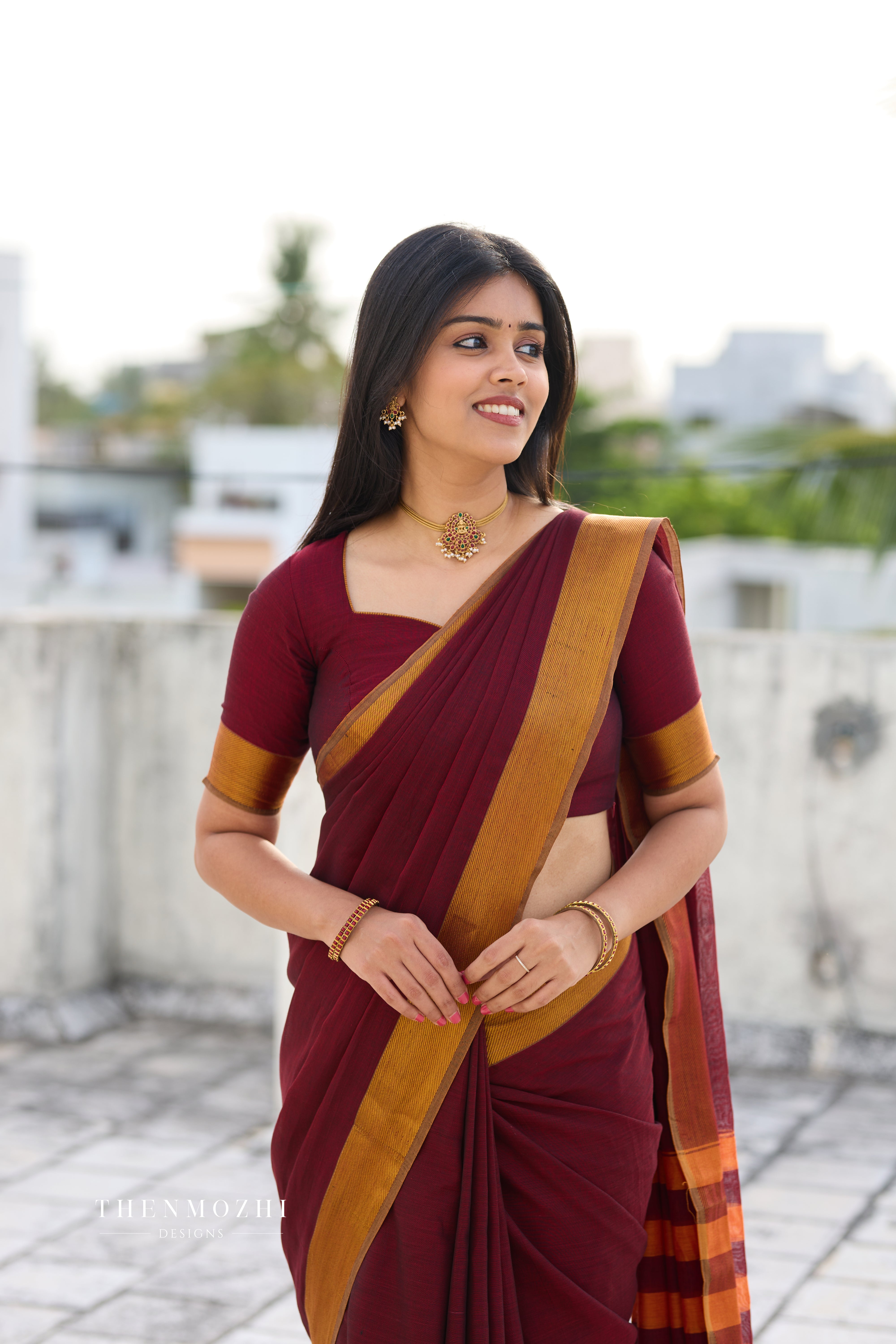 Red Narayanpet Zari Border Saree