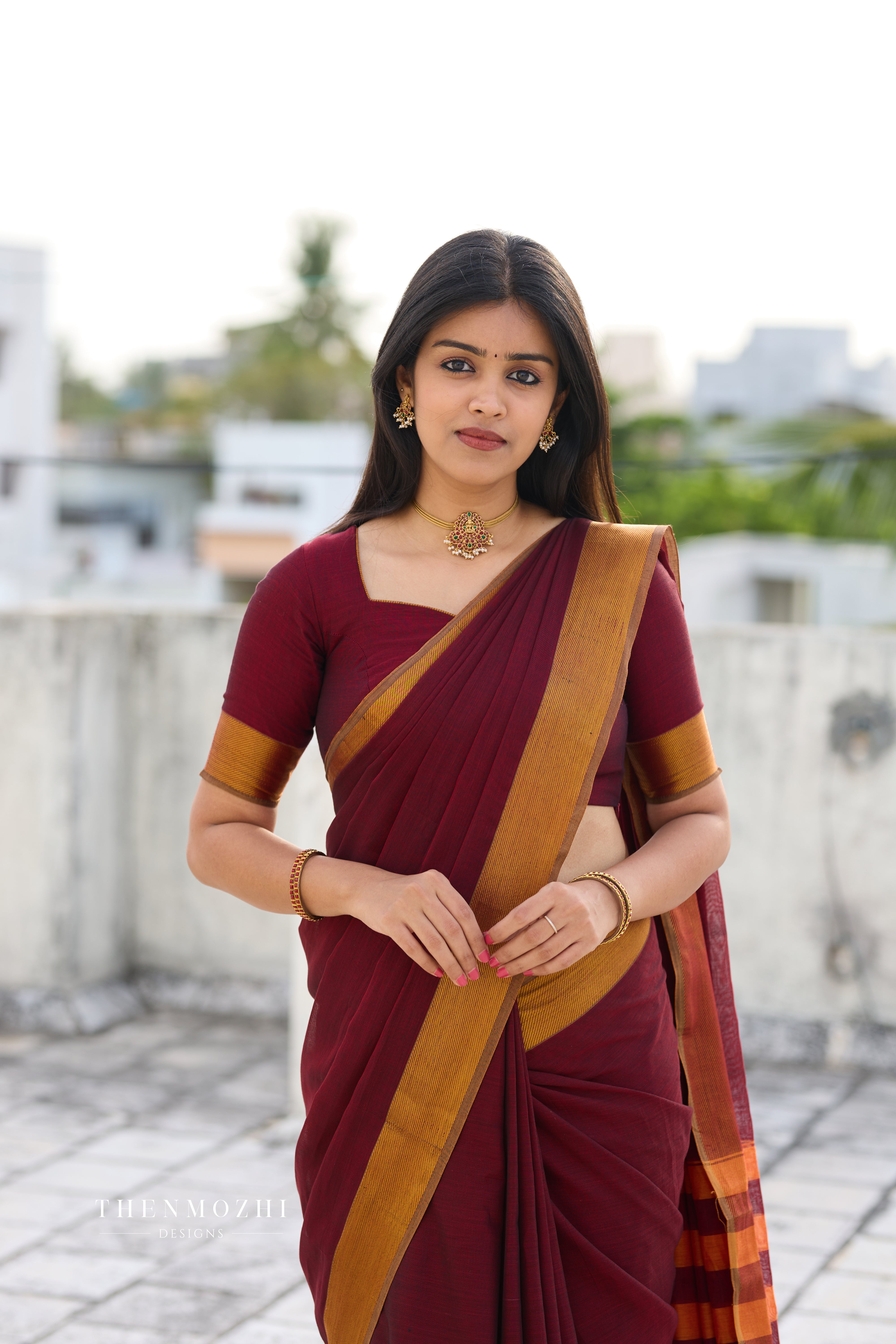 Red Narayanpet Zari Border Saree