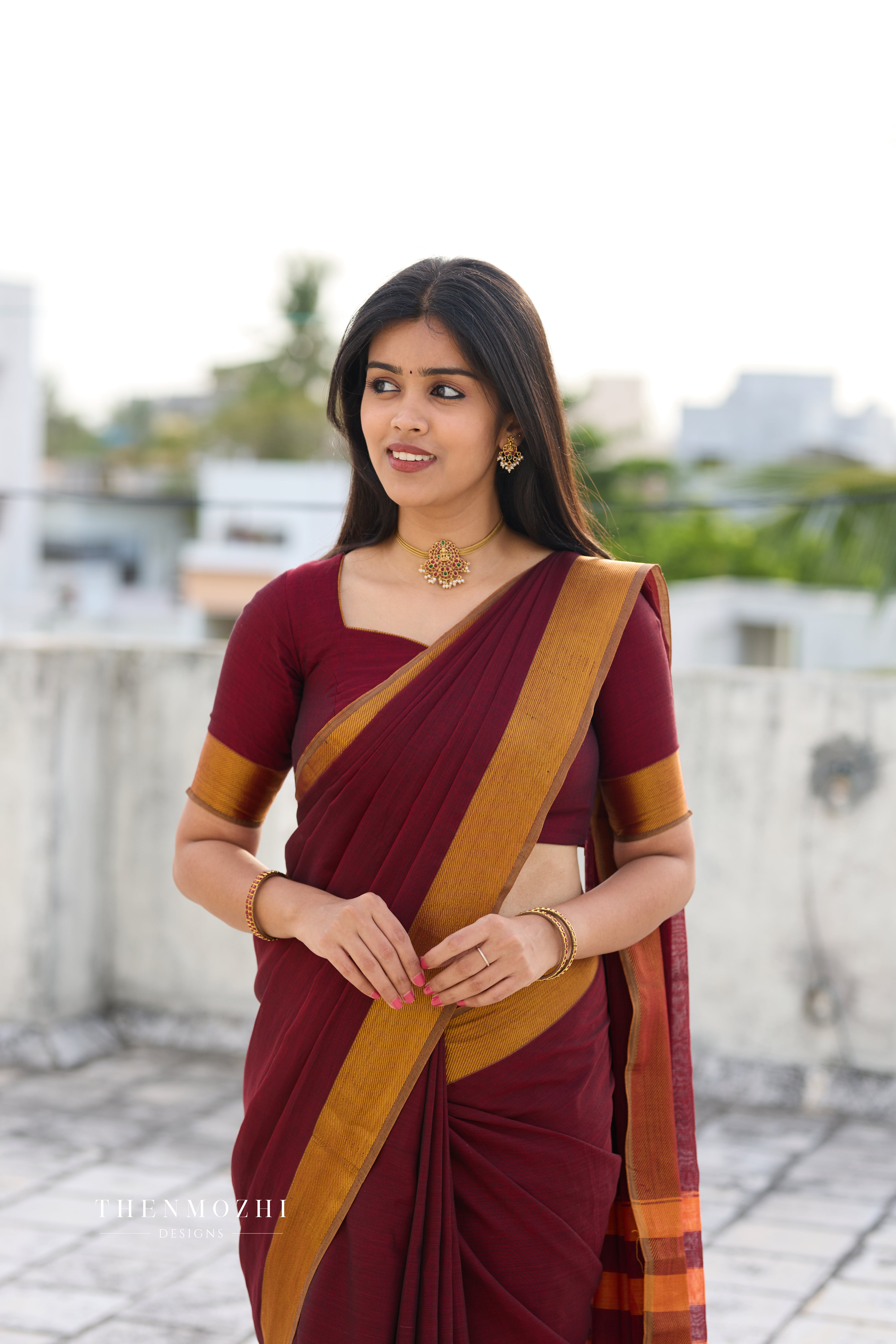 Red Narayanpet Zari Border Saree