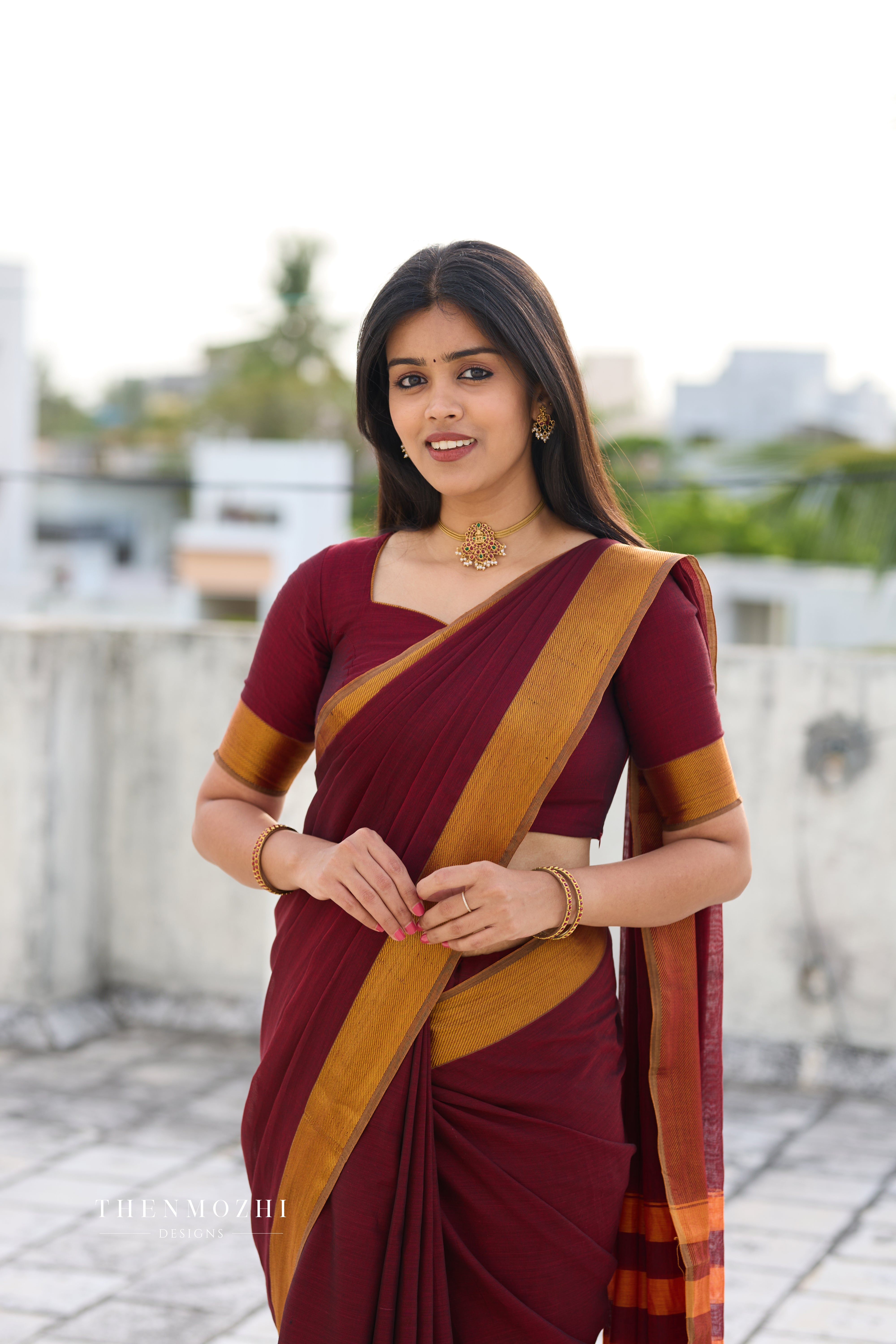 Red Narayanpet Zari Border Saree
