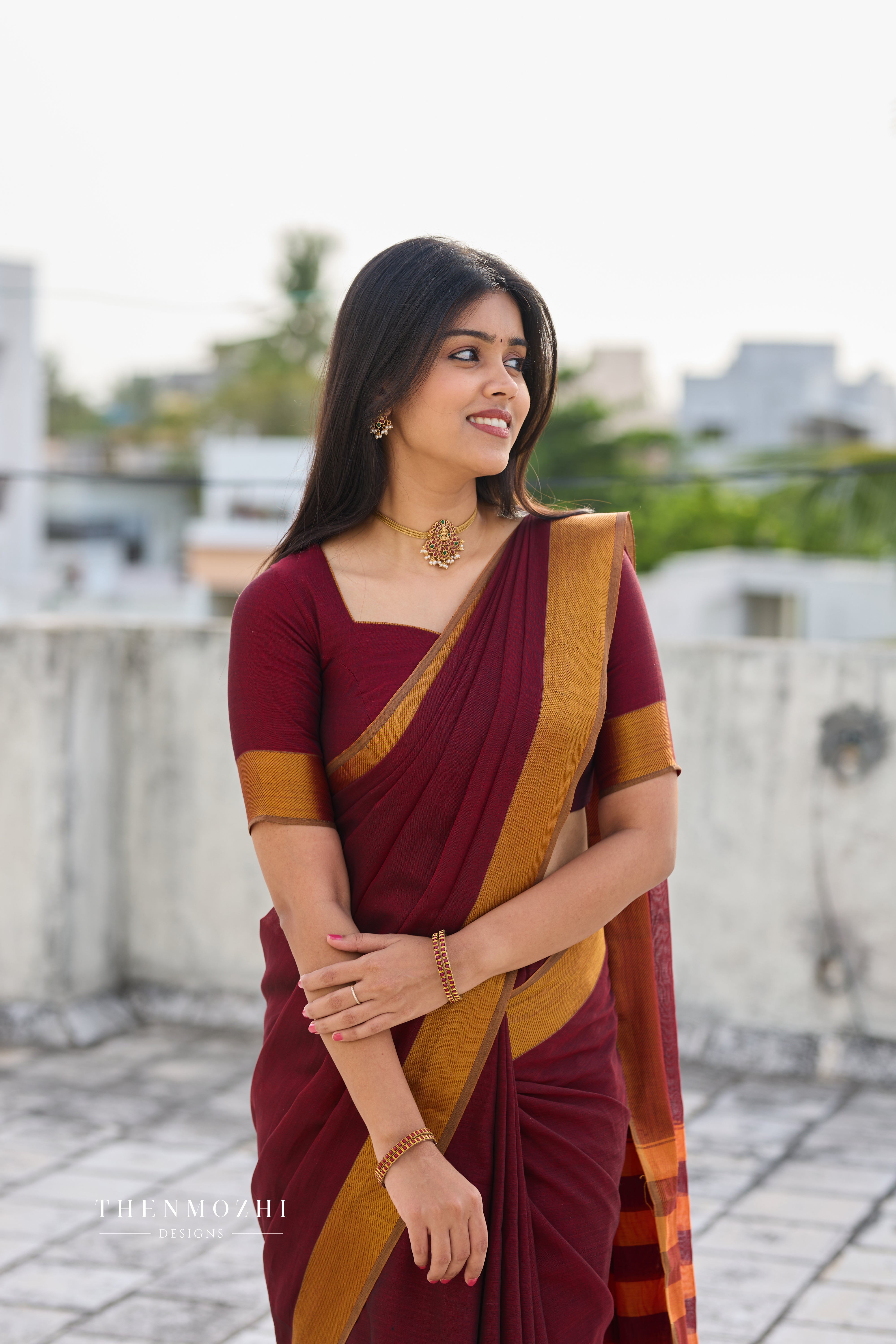 Red Narayanpet Zari Border Saree