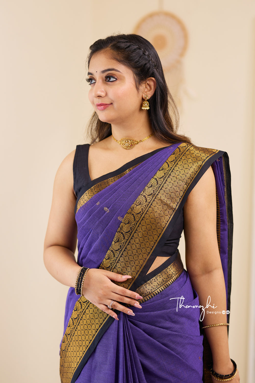 Hema - Blue Chettinad Cotton Saree
