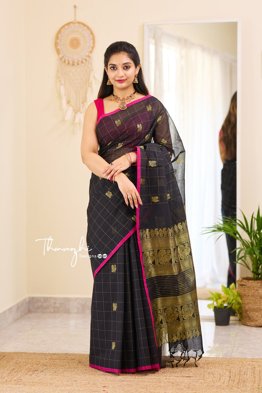 Kadambari - Black Chettinad Cotton Saree