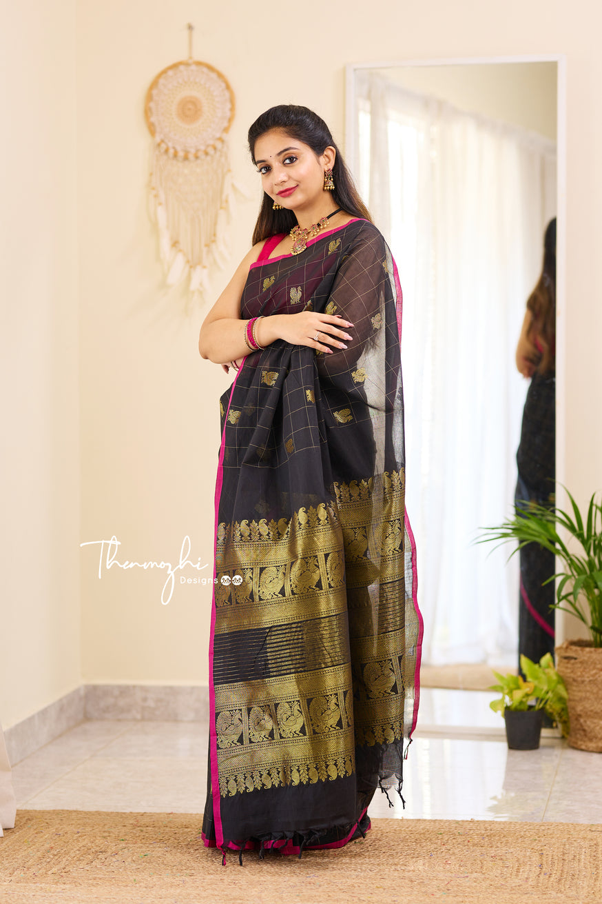 Kadambari - Black Chettinad Cotton Saree