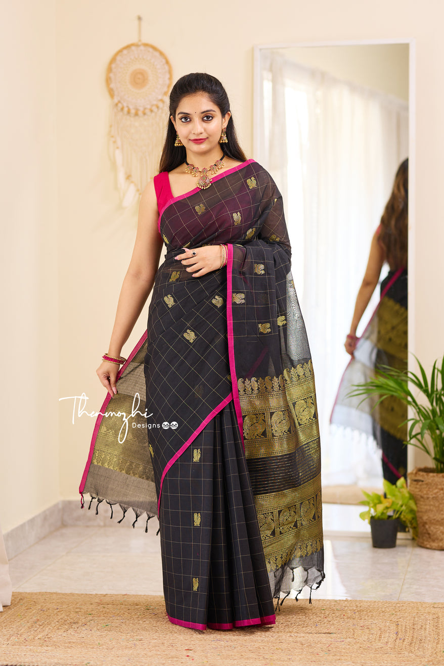 Kadambari - Black Chettinad Cotton Saree