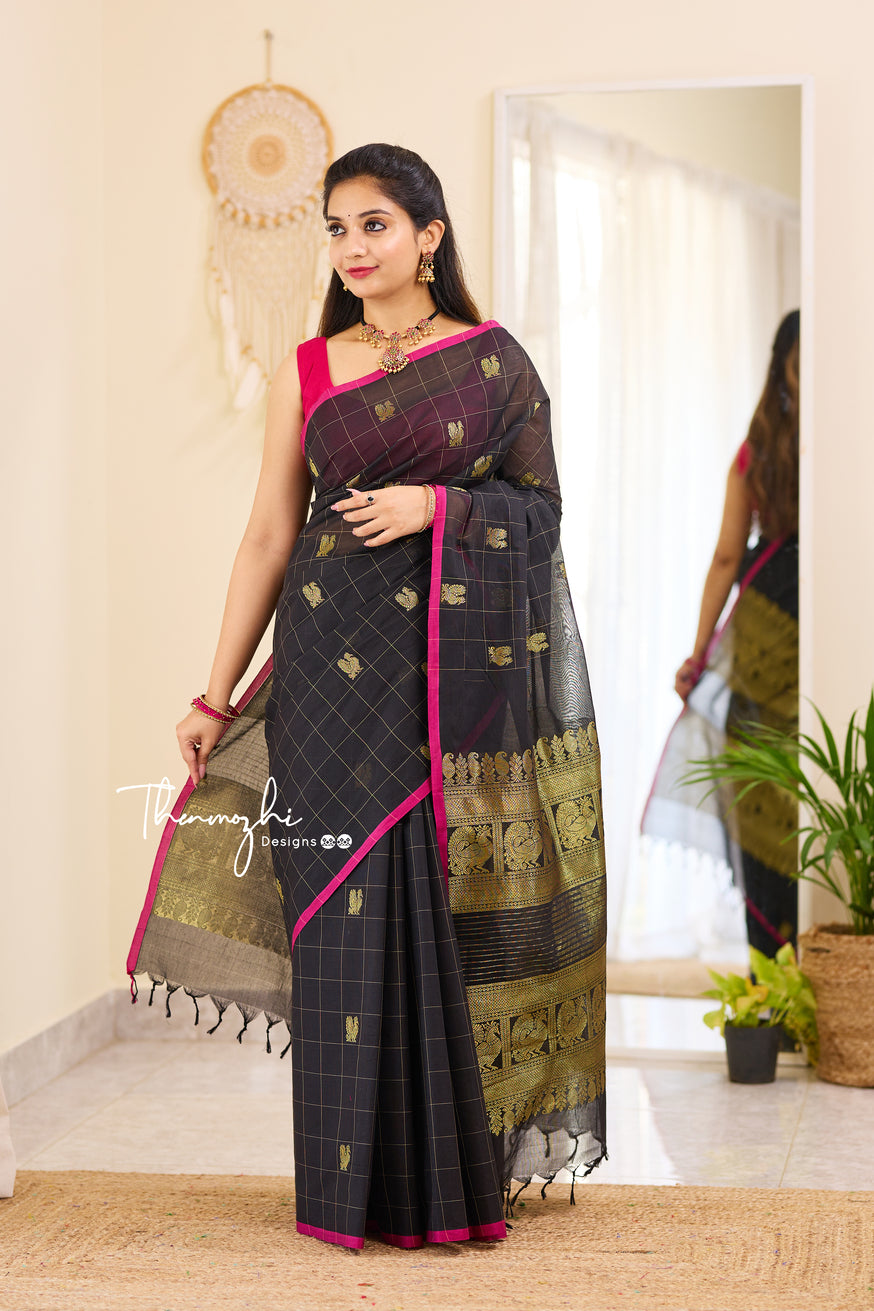 Kadambari - Black Chettinad Cotton Saree