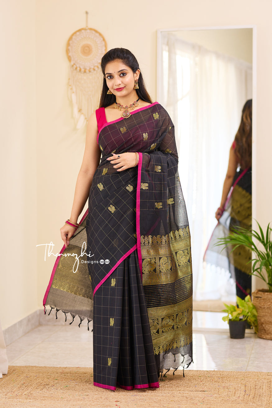 Kadambari - Black Chettinad Cotton Saree