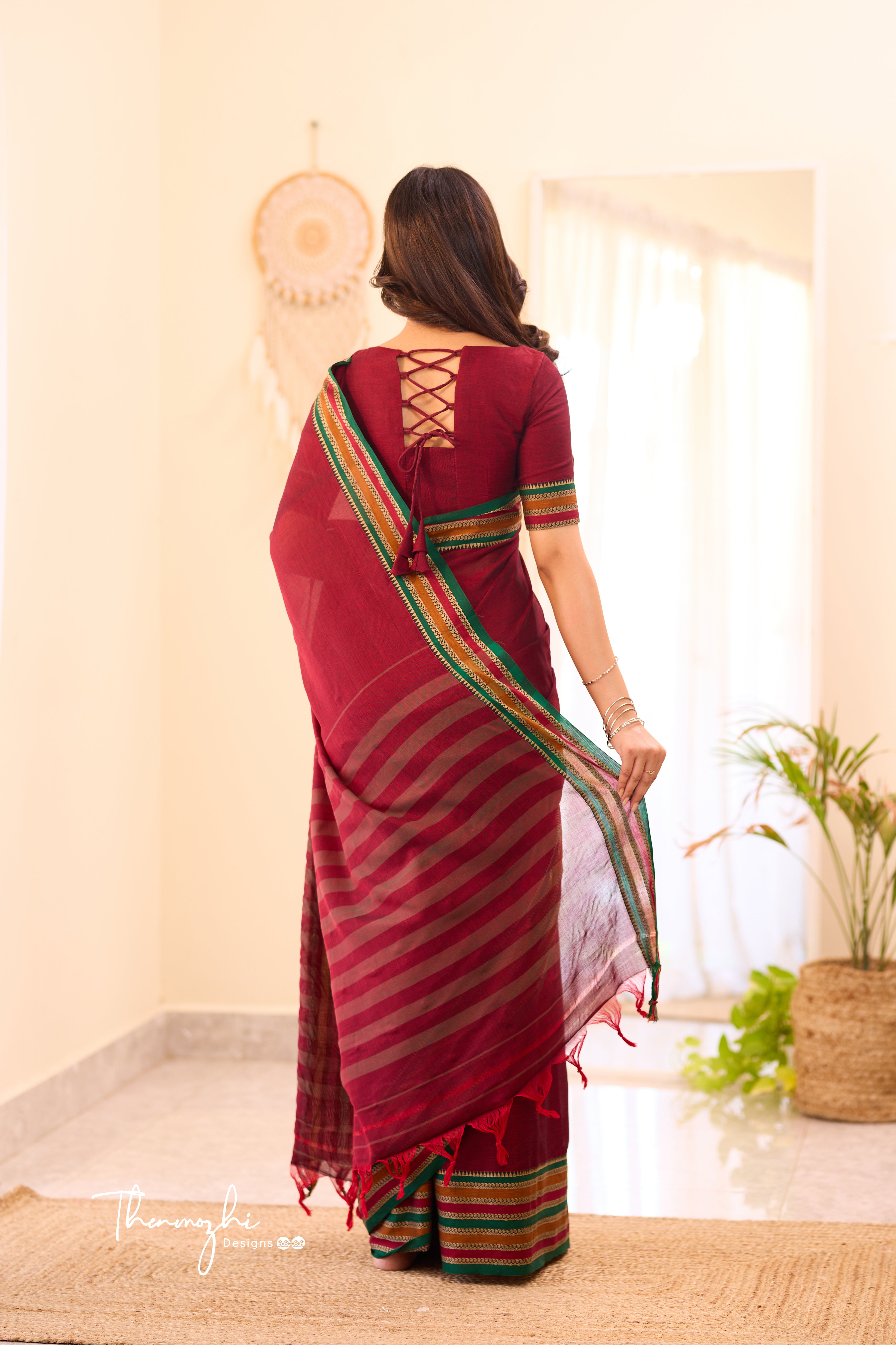 Maroon Narayanpet Big Border Saree