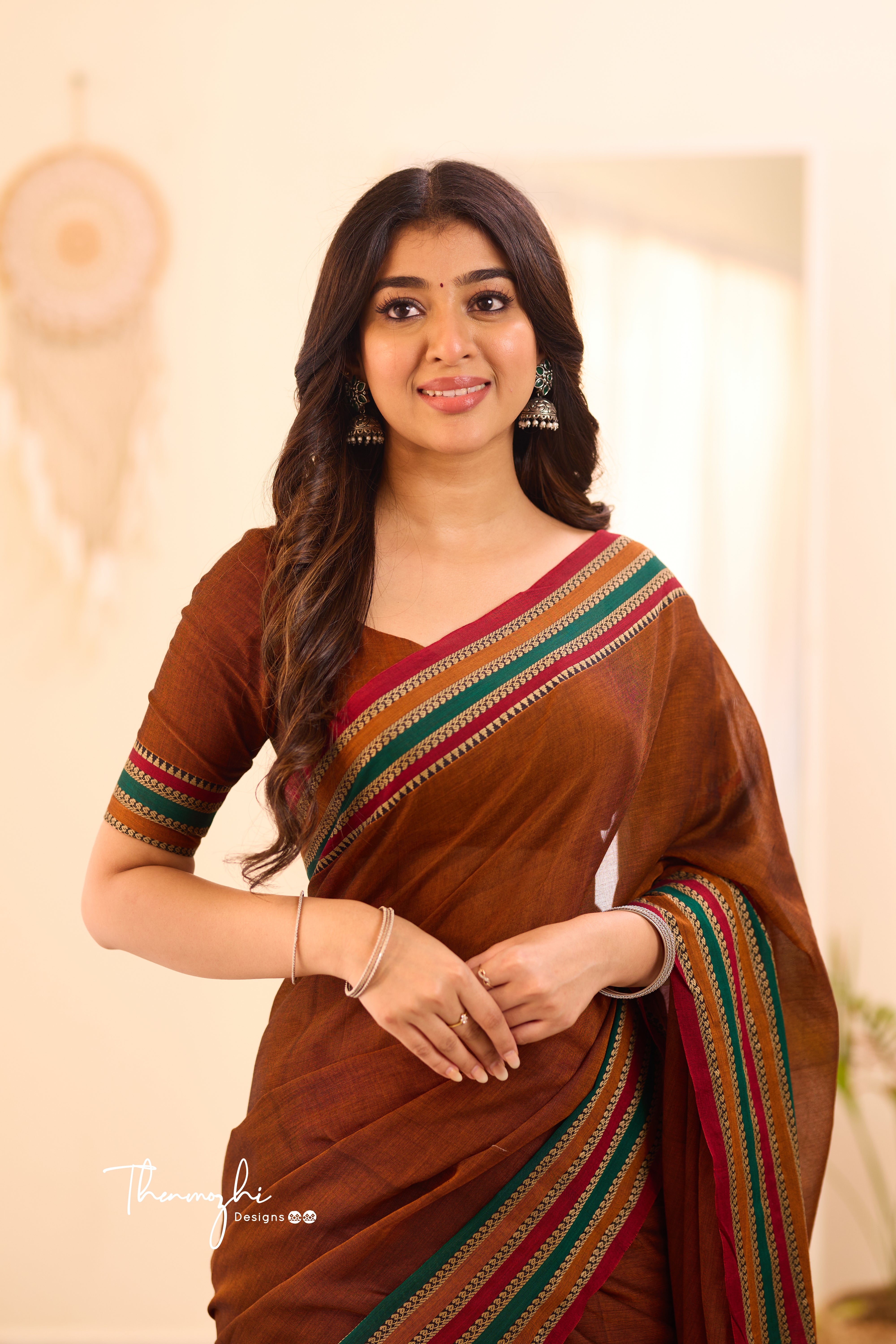 Rust Brown Narayanpet Big Border Saree